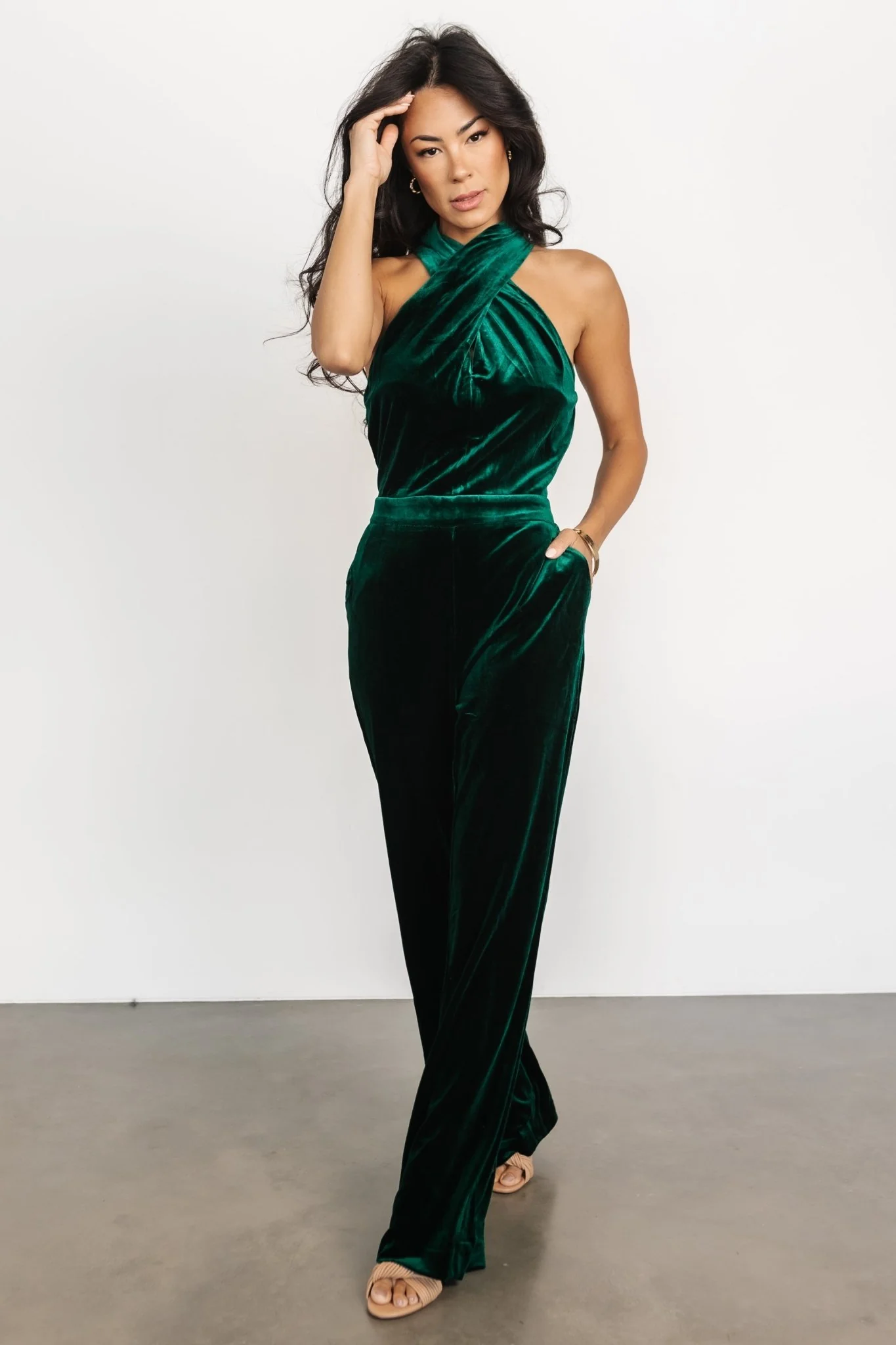 Cleopatra Velvet Jumpsuit | Dark Green