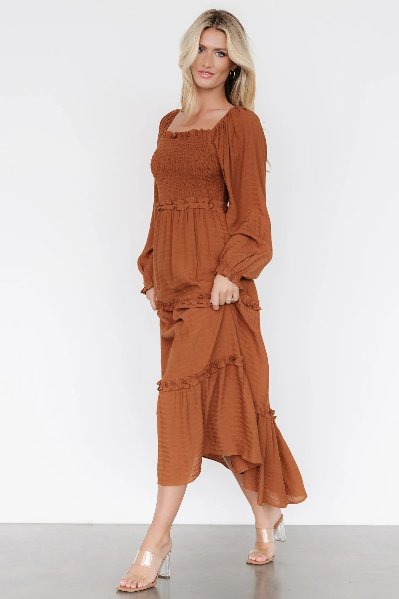 Rowan Tiered Dress | Warm Brown