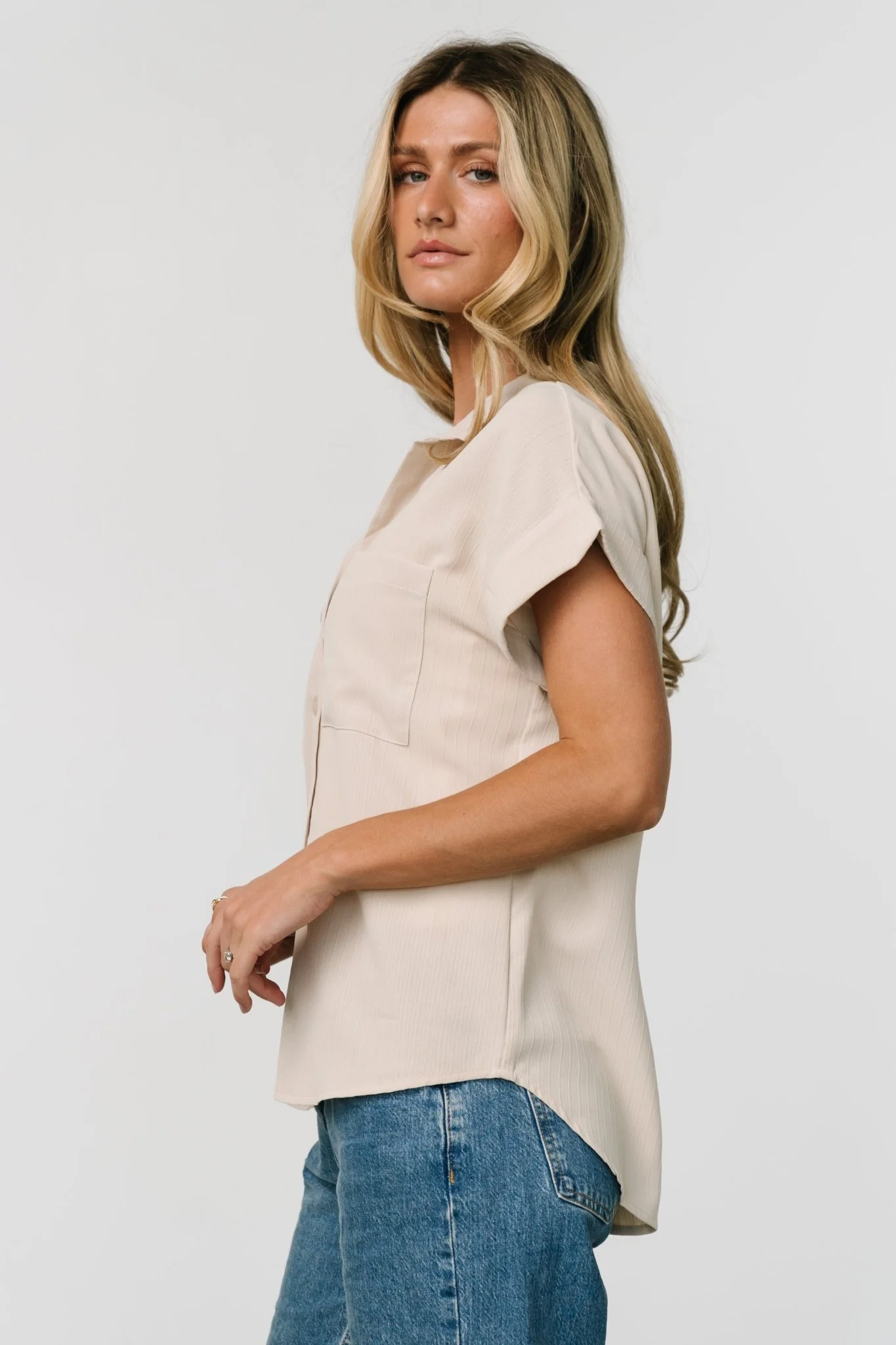 Shaylee Button Up Top | Natural