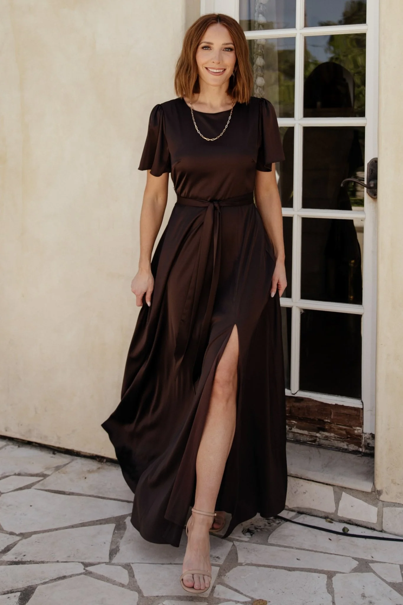 Agnes Satin Maxi Dress | Espresso