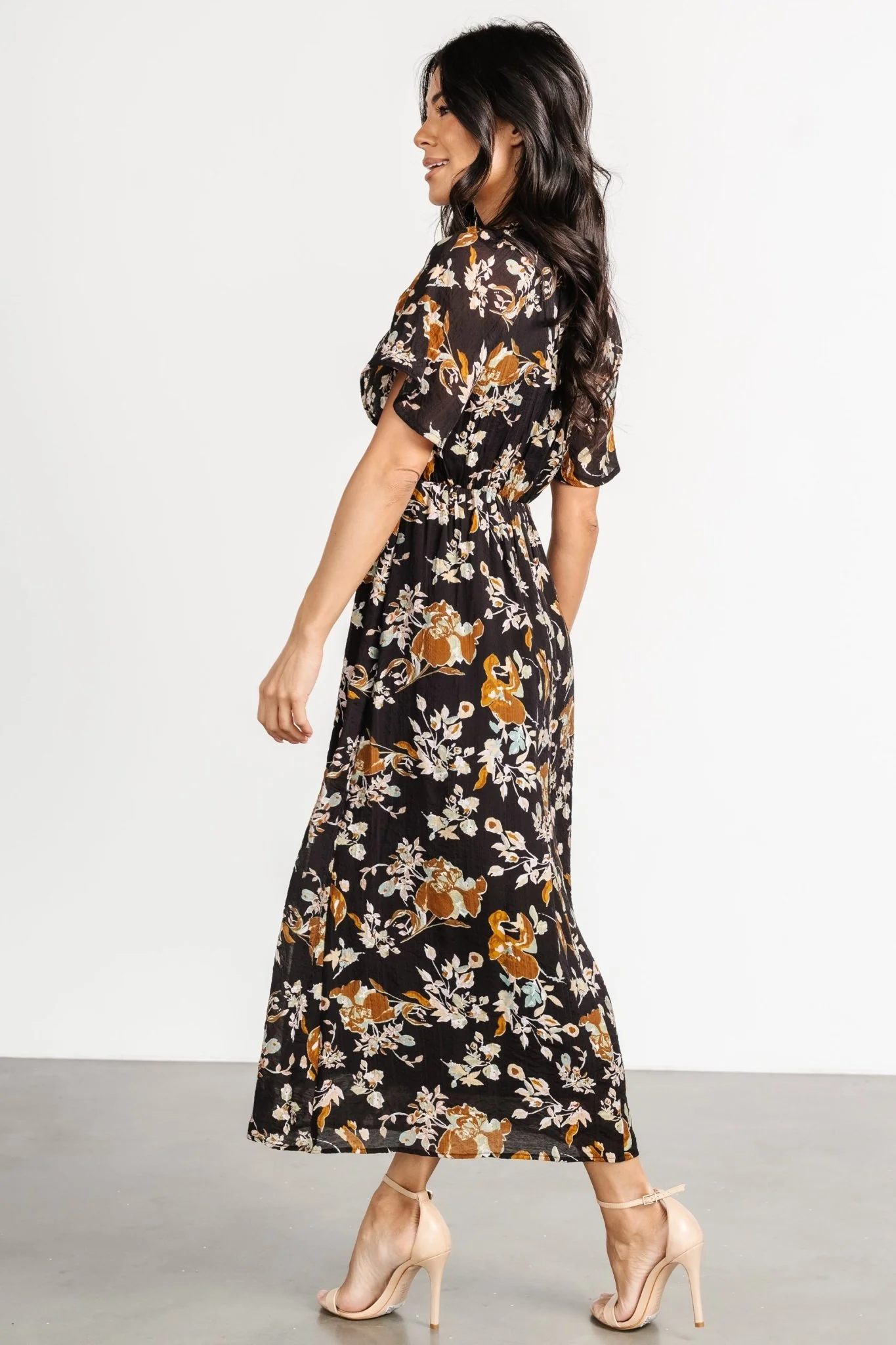 Hathaway Midi Dress | Black Floral