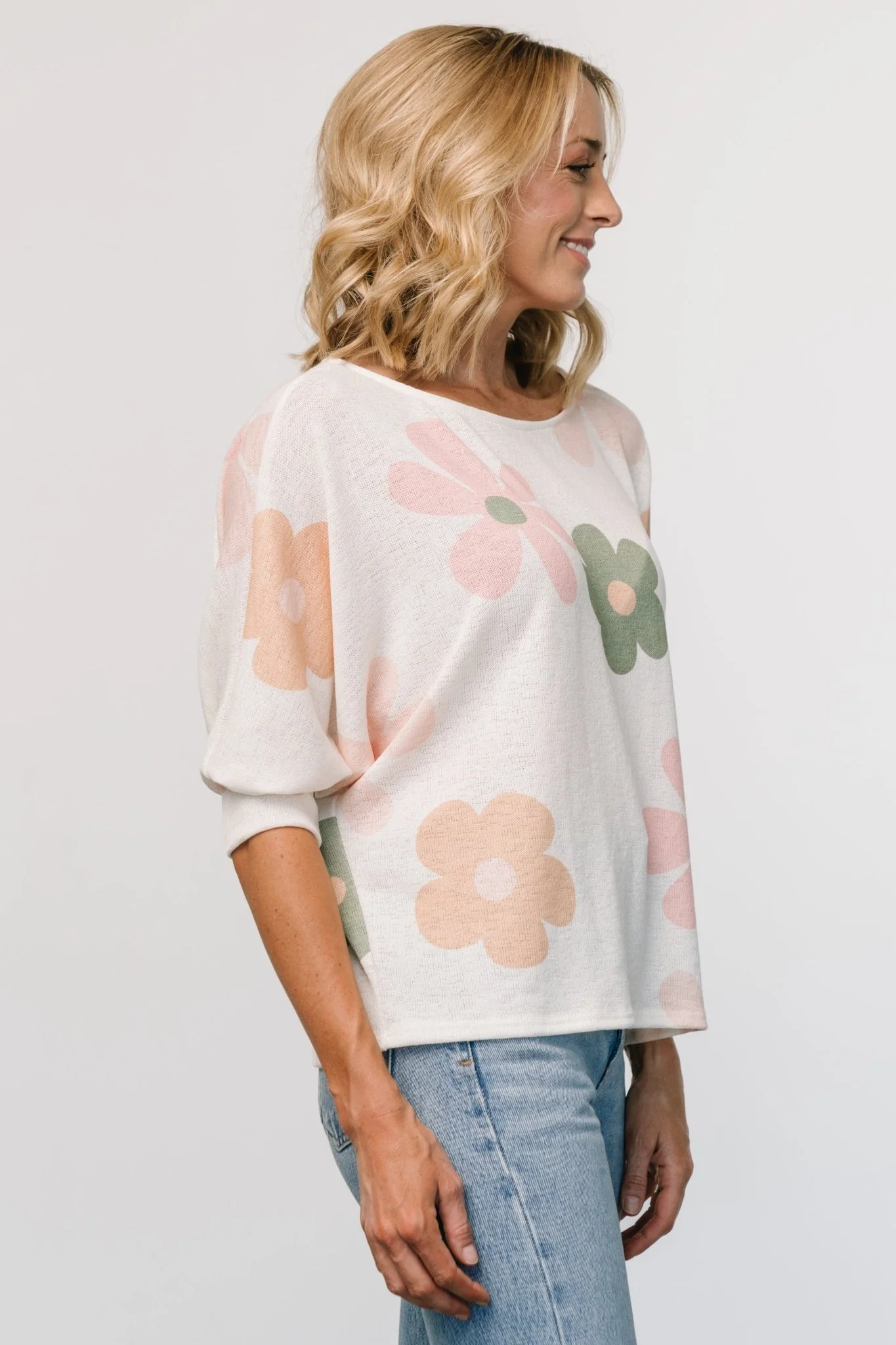 Flower Knit Top | Cream Multi