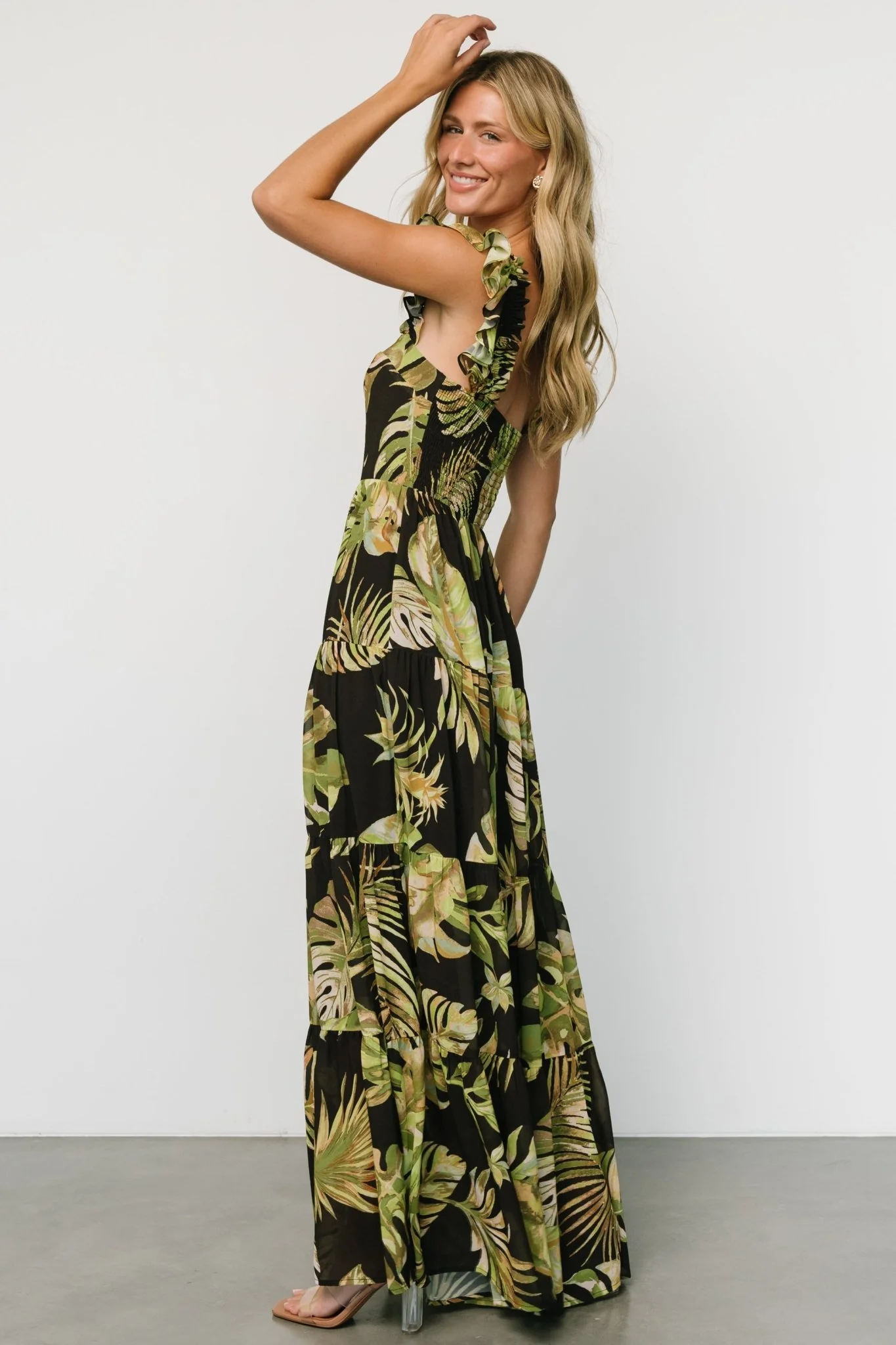 Encinitas Maxi Dress | Tropical Green + Black