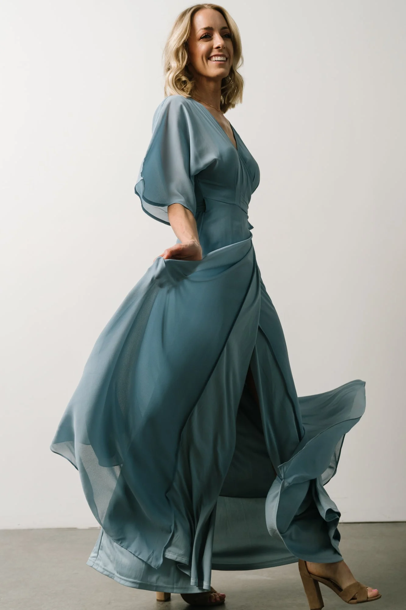 Lilly Wrap Maxi Dress | Dusty Blue