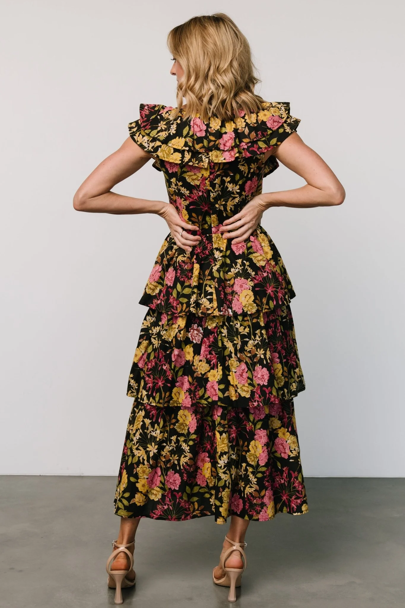 Francesca Tiered Maxi Dress | Black Floral