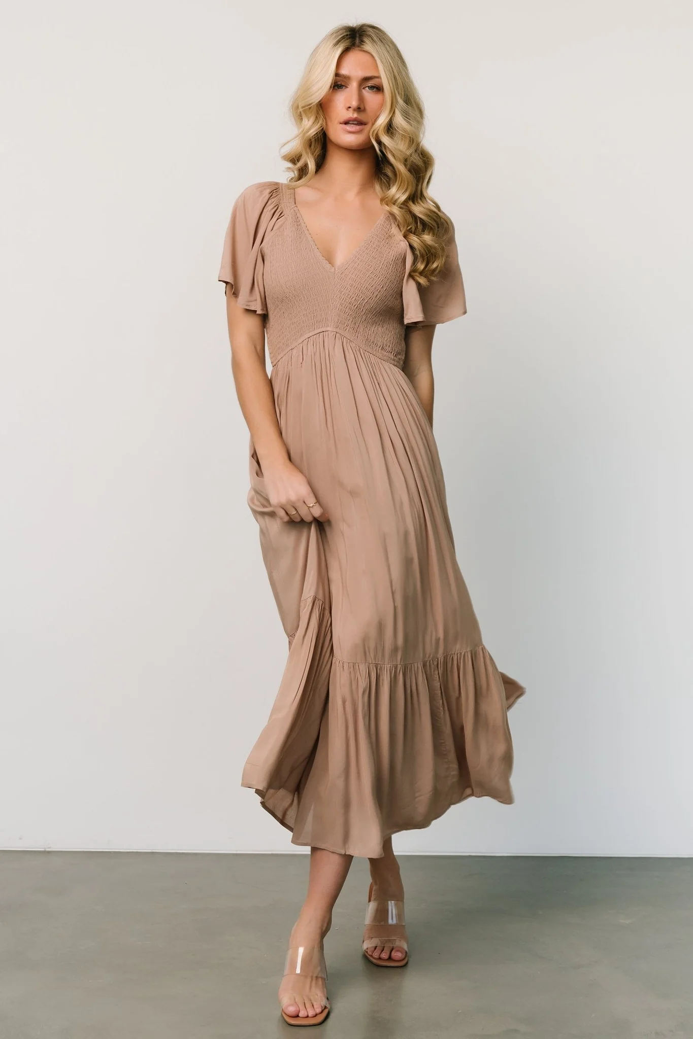 Scarlett Smocked Dress | Mocha