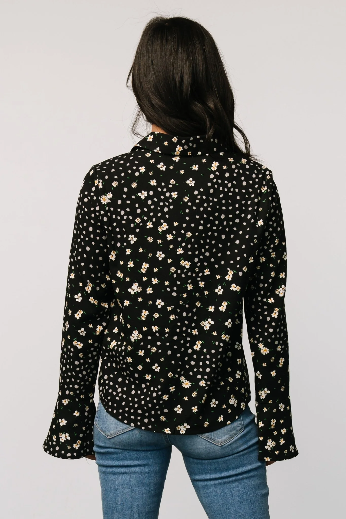 Thelma Button Blouse | Black Print