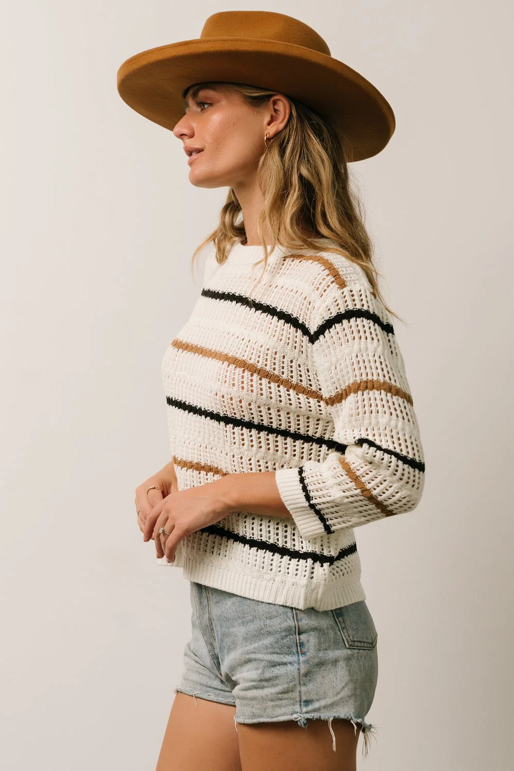 Sundance Knit Sweater Top | Ivory Multi Stripe
