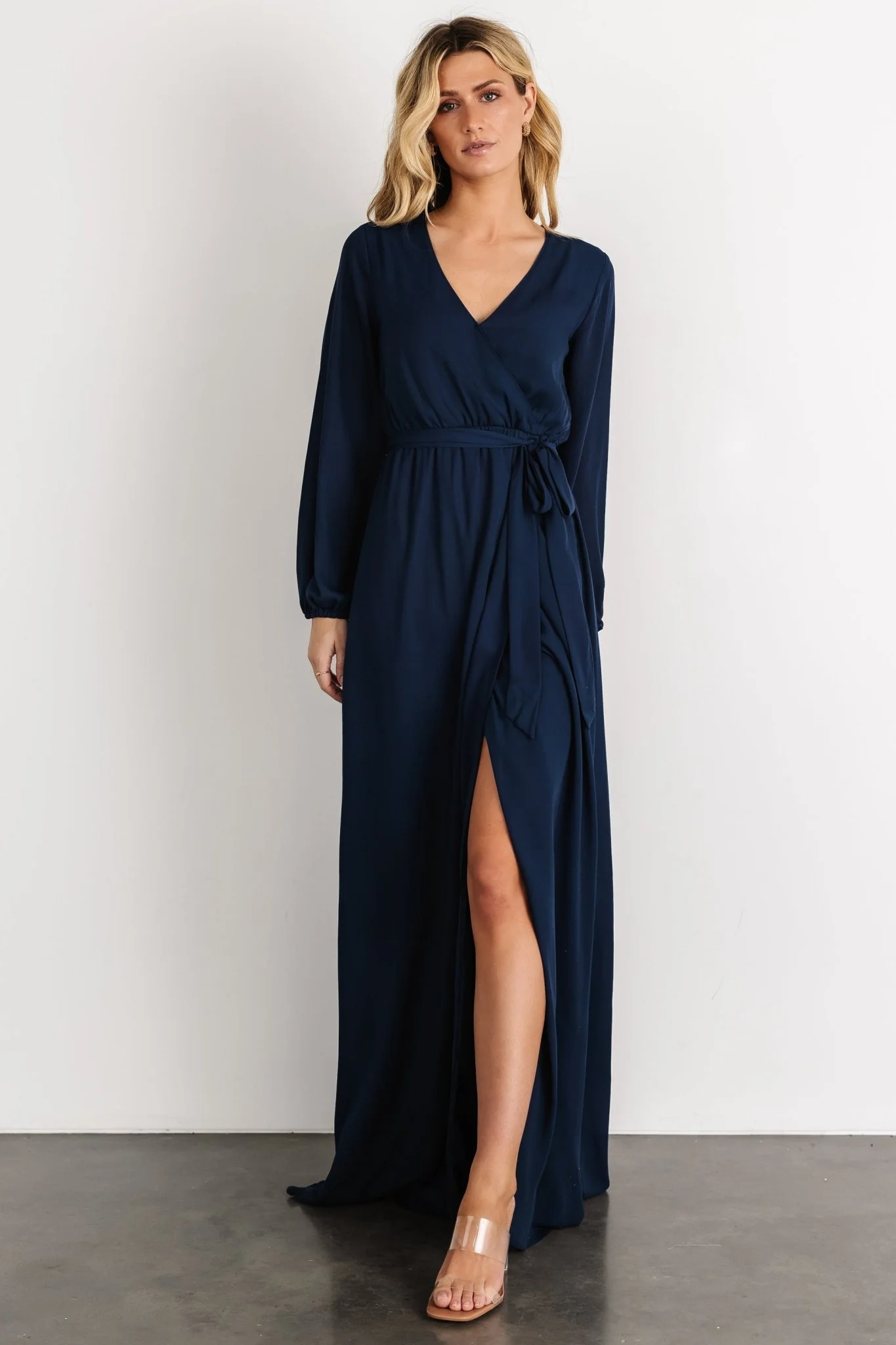 Breanne Faux Wrap Maxi Dress | Navy