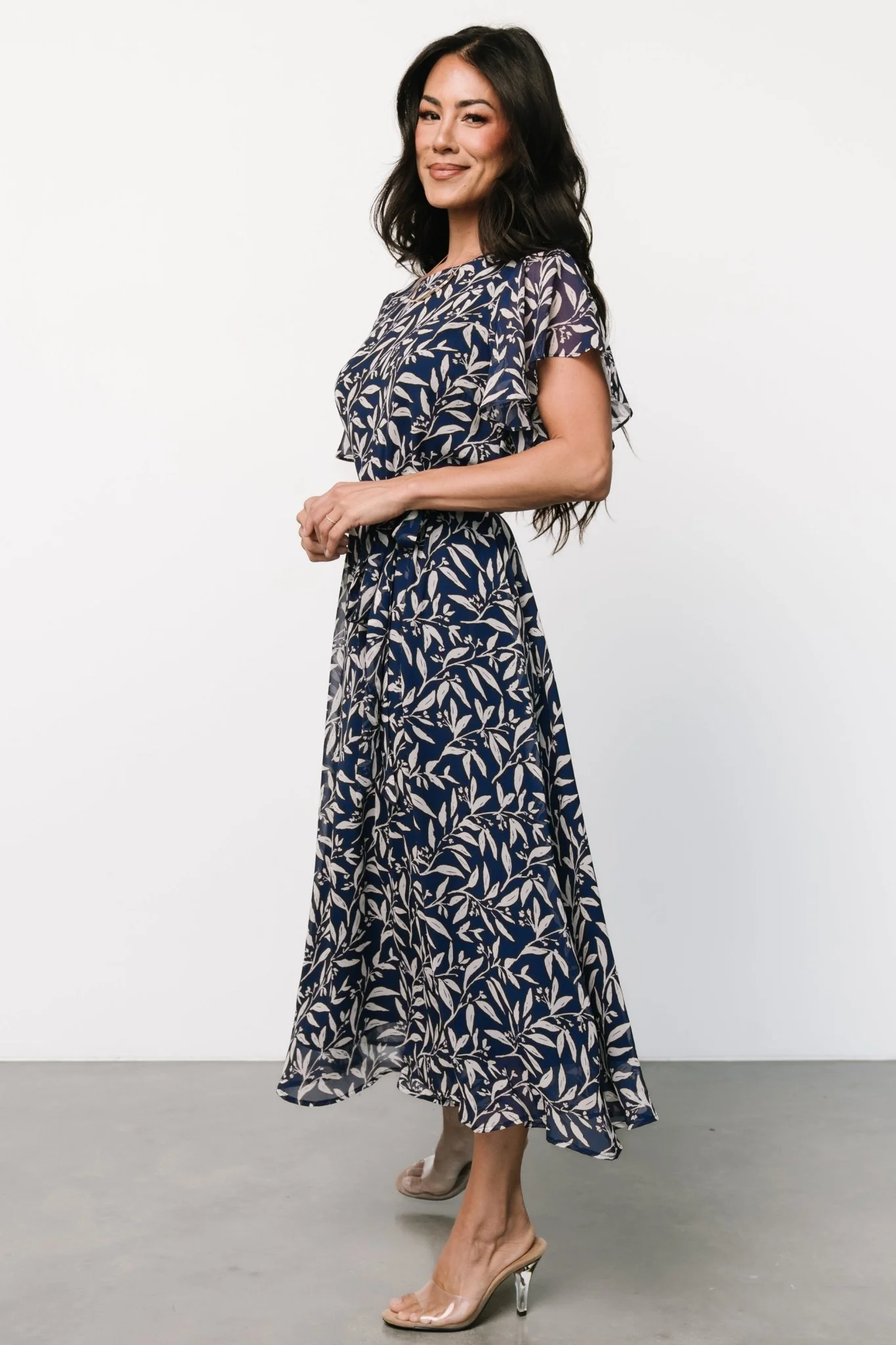 Laurel Midi Dress | Blue + Gray Floral
