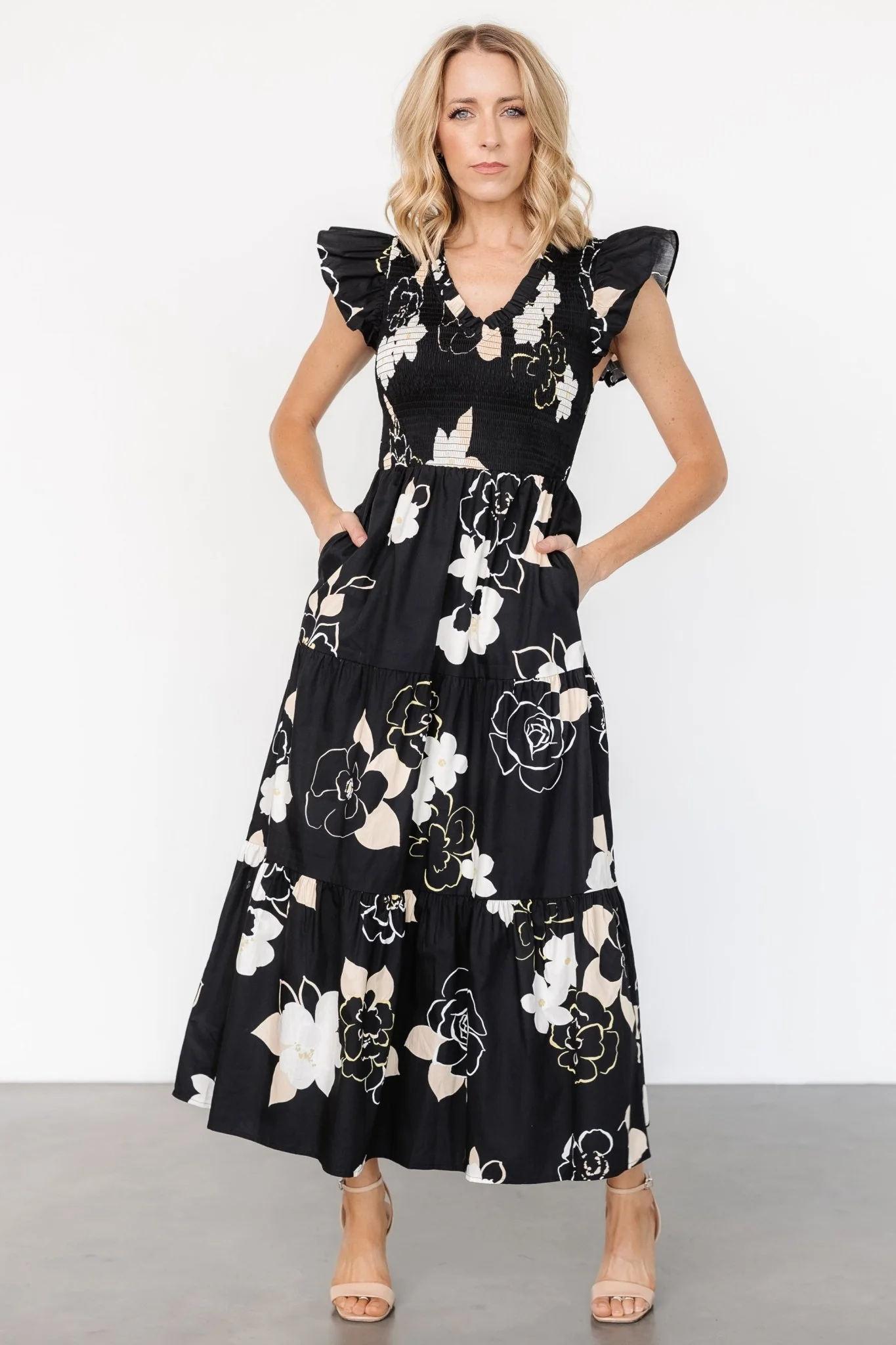 Ranchero Smocked Maxi Dress | Black Print