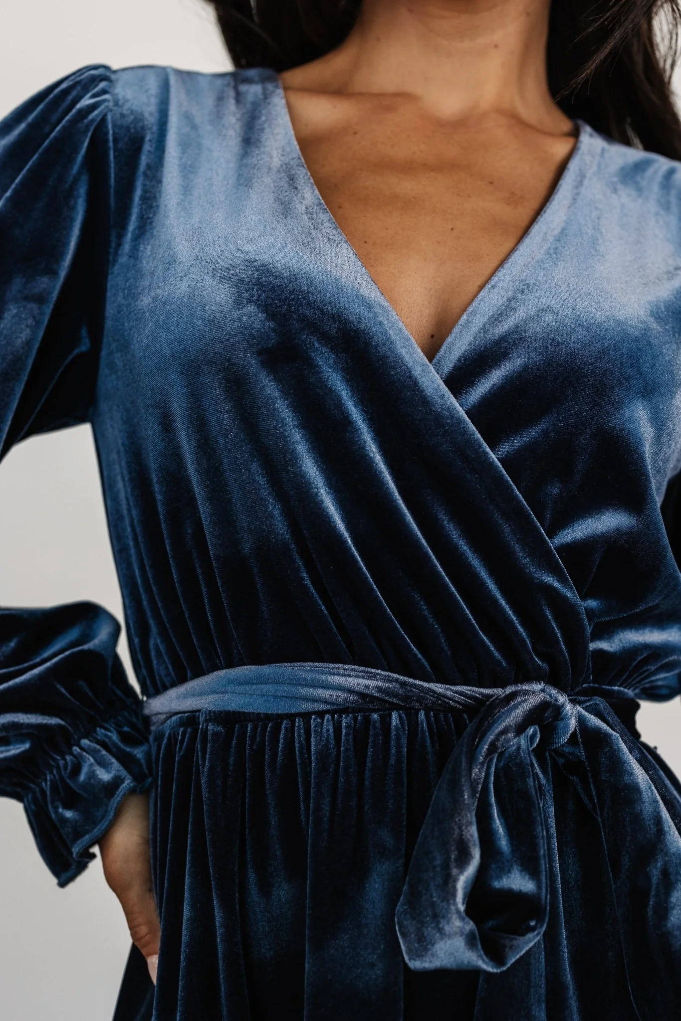 Shannon Velvet Short Dress | Slate Blue