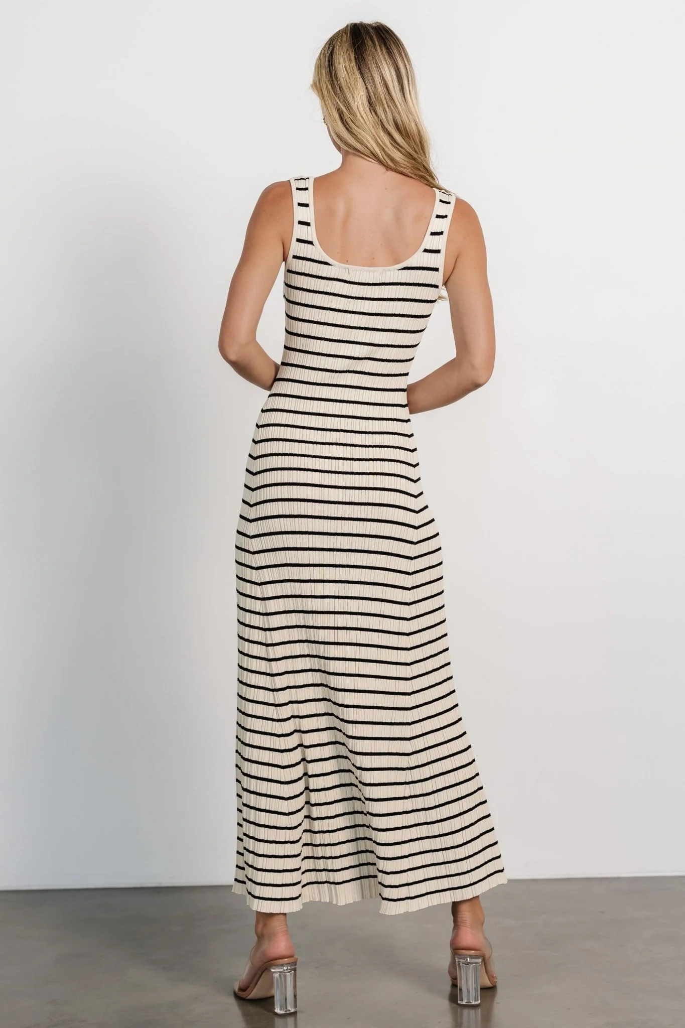 Jesse Ribbed Tank Maxi Dress | Ivory + Black