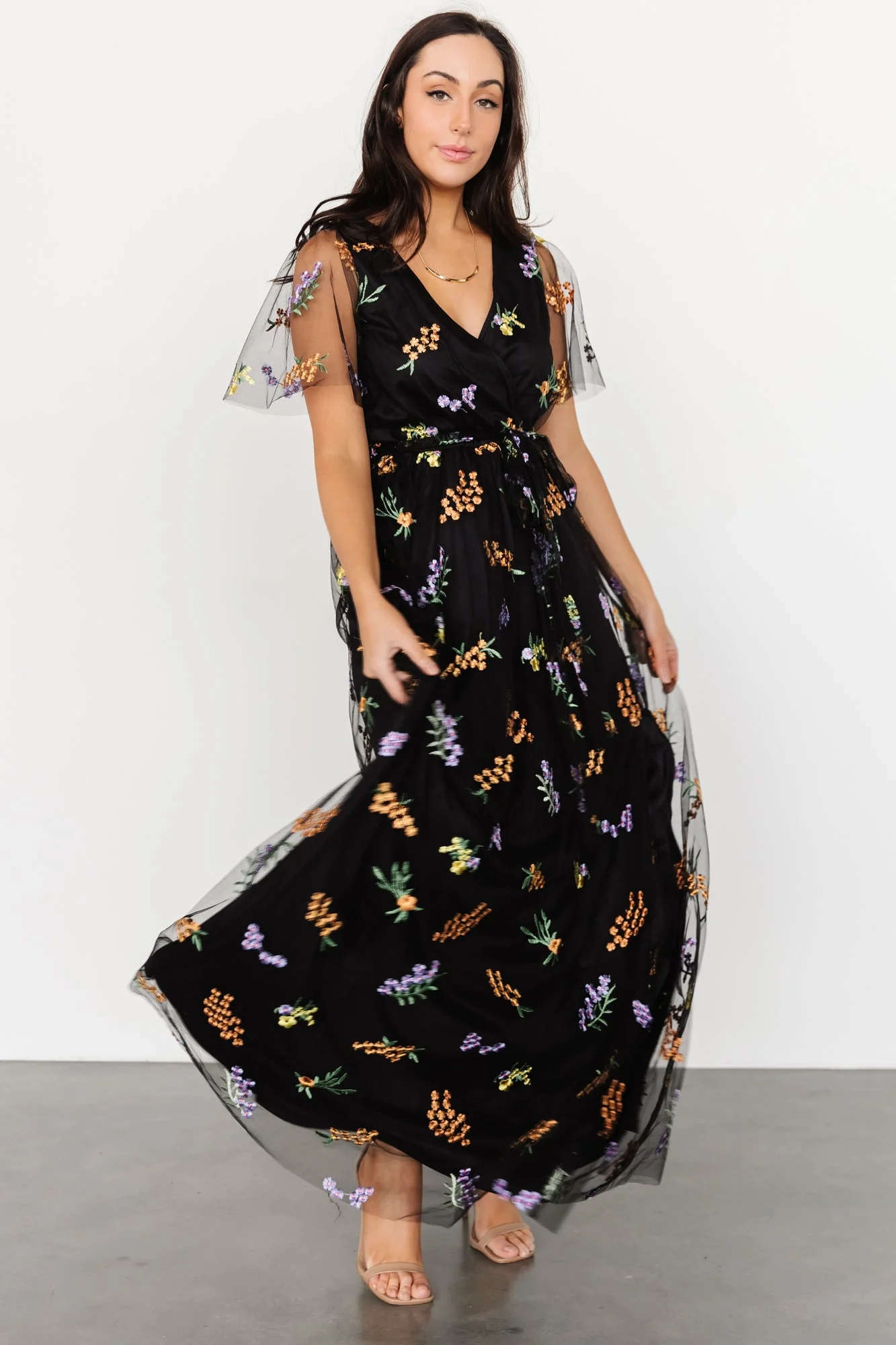 Marseille Embossed Maxi Dress | Midnight Meadow