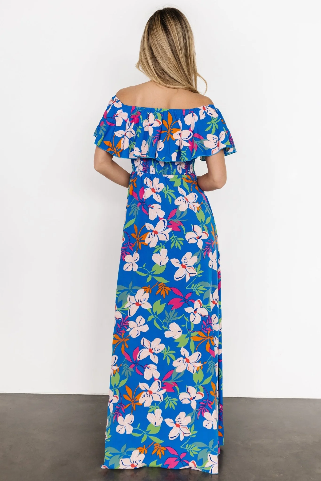 Talia Off Shoulder Maxi Dress | Blue Floral