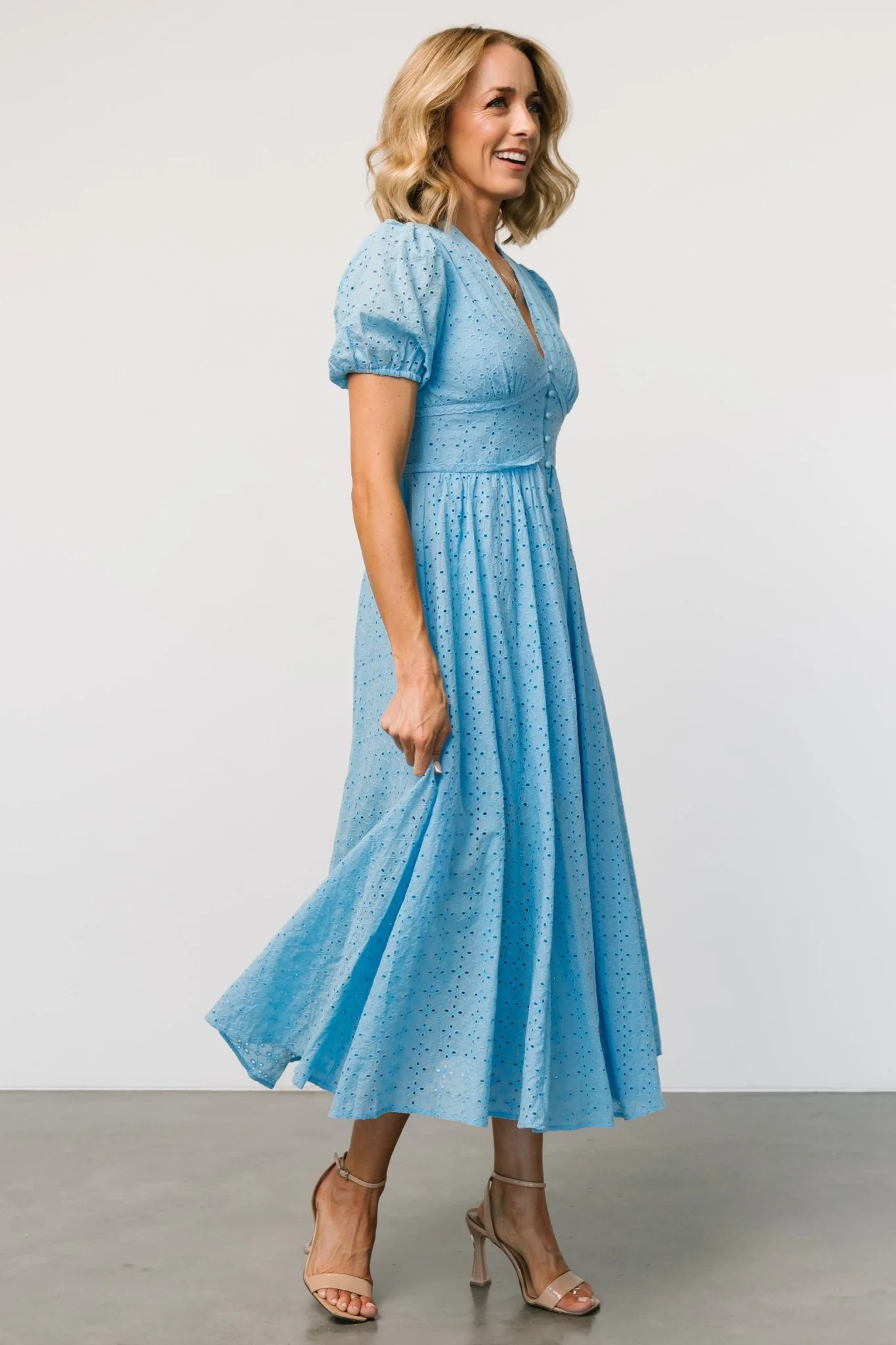 Esther Eyelet Midi Dress | Blue