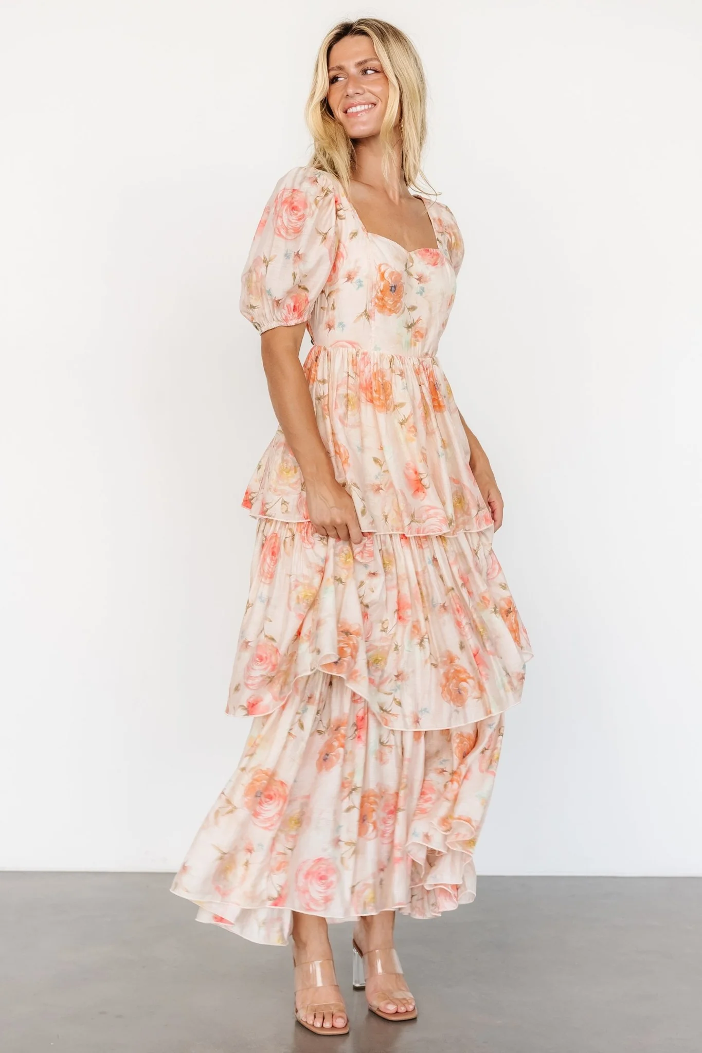Cozette Tiered Maxi Dress | Blush Floral