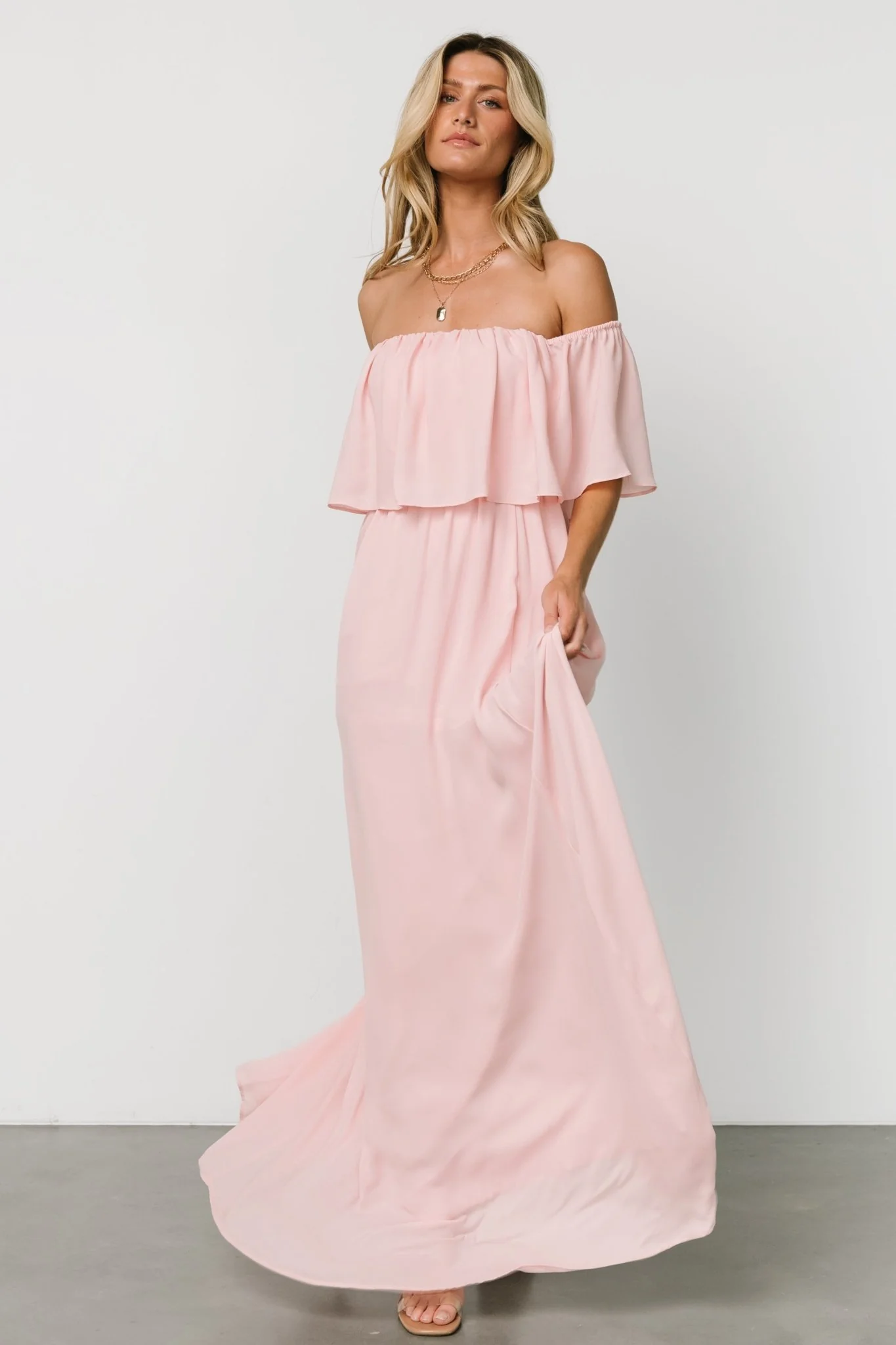 Diana Off Shoulder Maxi Dress | Blush