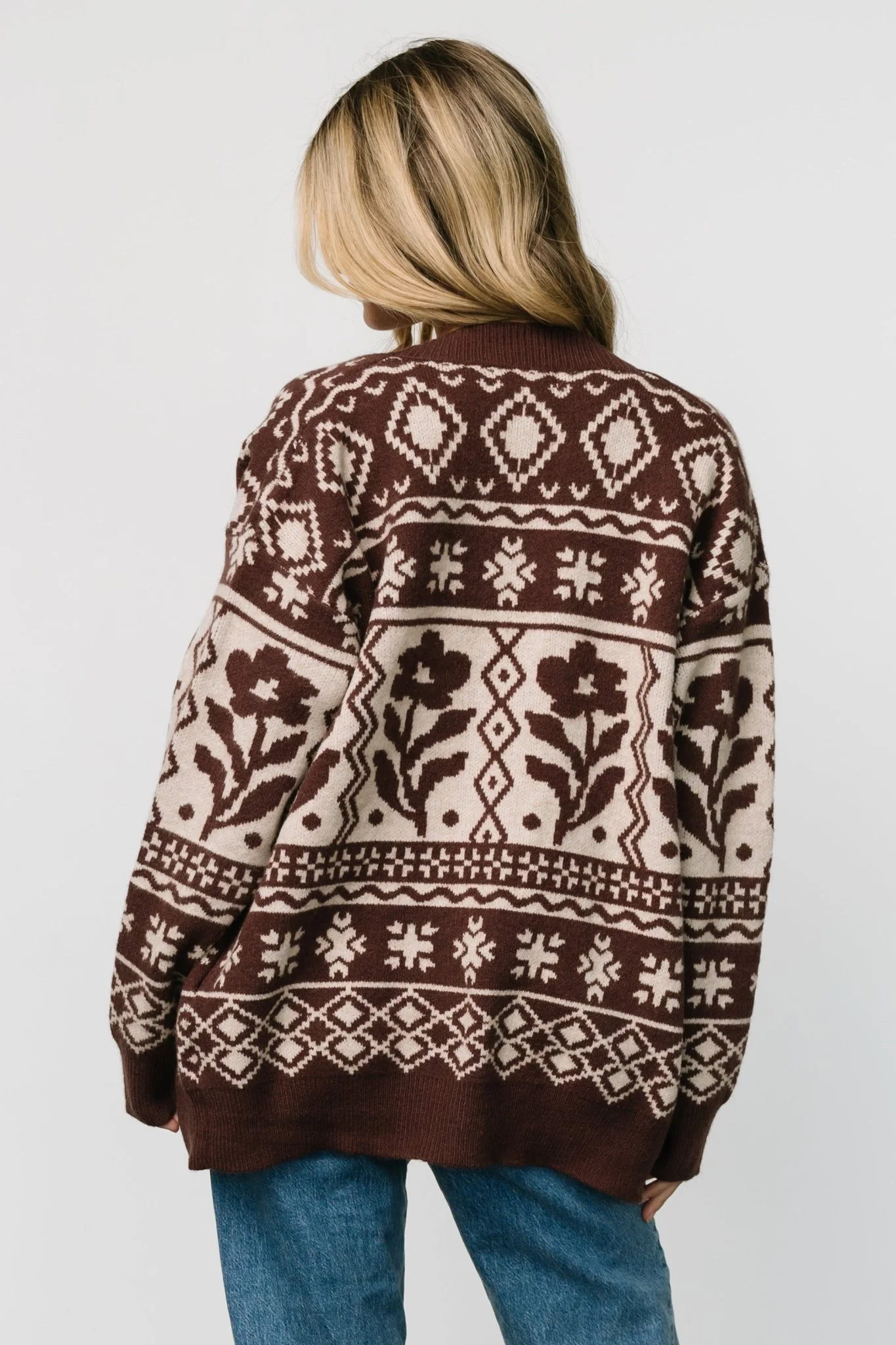 Jackson Oversized Cardigan | Dark Mocha Print
