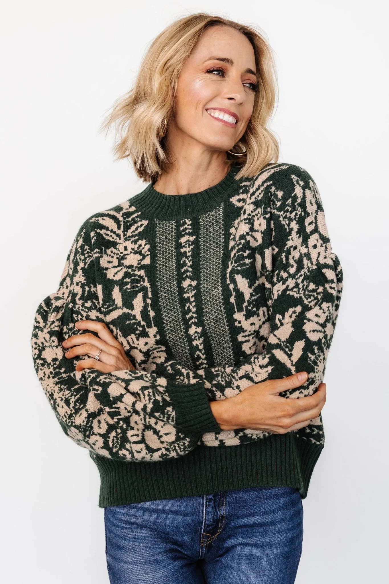 Salzburg Sweater | Dark Green + Taupe