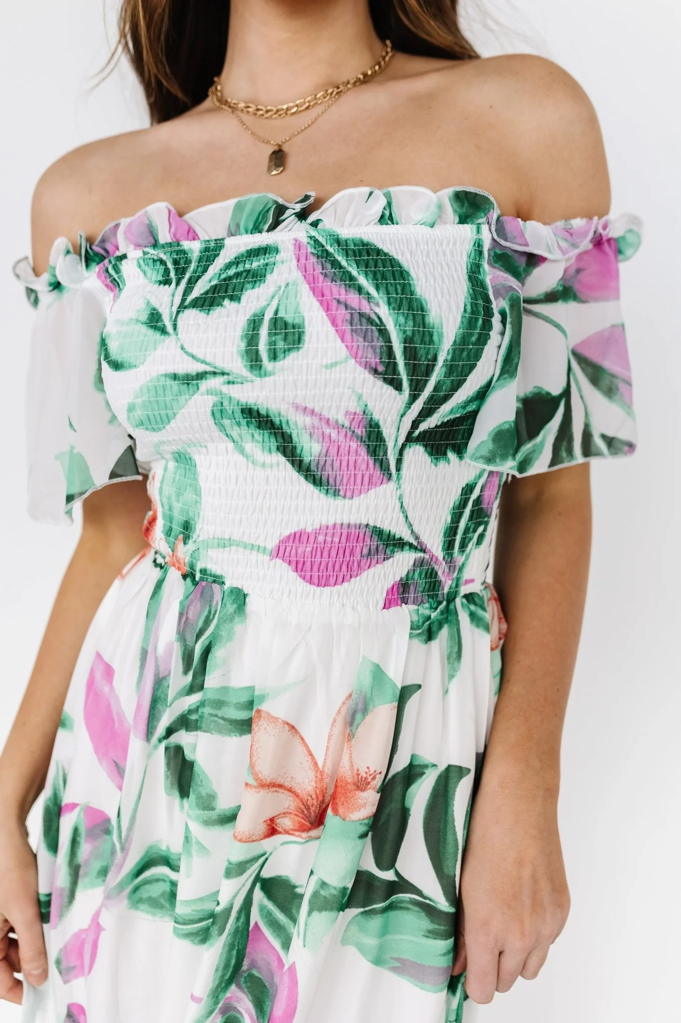 Elina Maxi Dress | White + Green Multi Floral