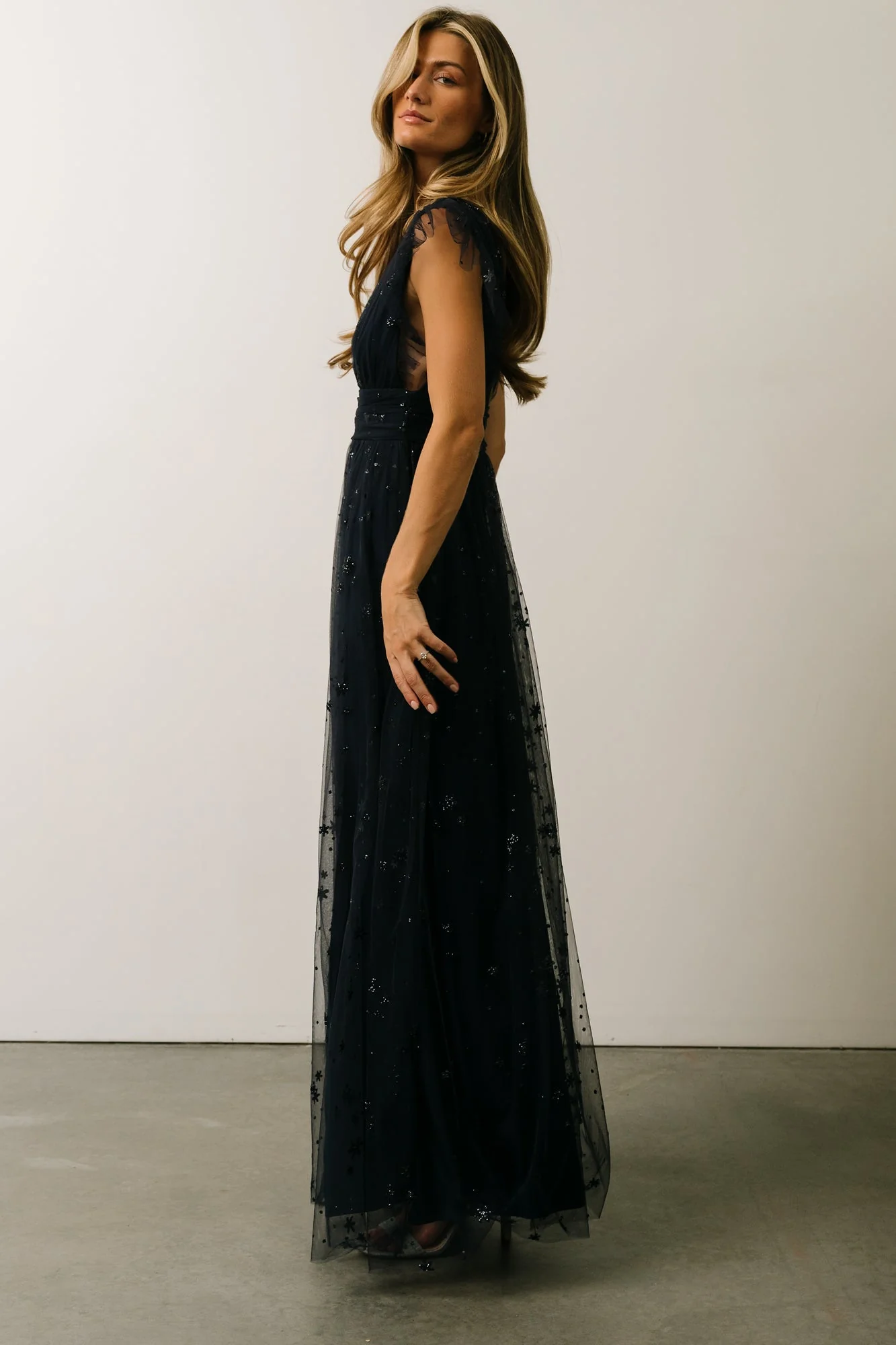 Nova Shimmer Maxi Dress | Navy