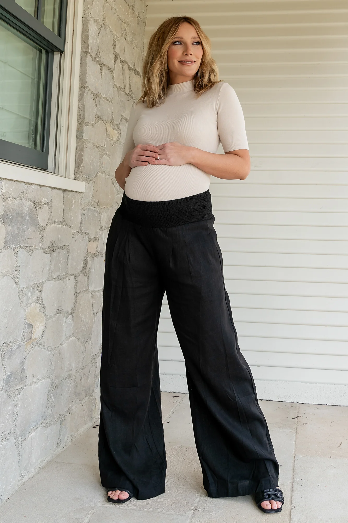 Parvati Smocked Waist Pants | Black