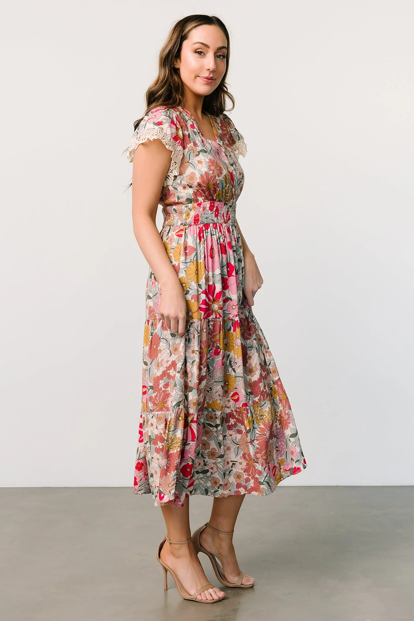 Aliyah Midi Dress | Cream Multi Floral