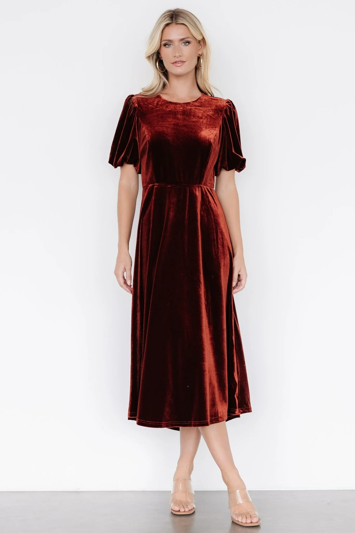Nita Velvet Midi Dress | Deep Cinnamon