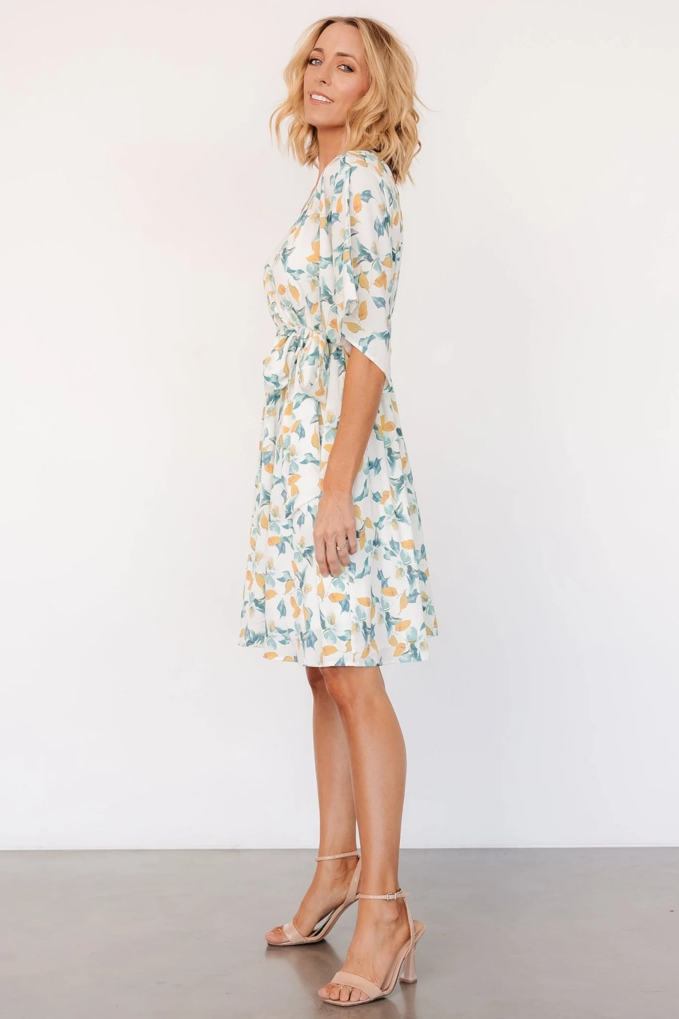 Raina Kimono Short Dress | Off White Multi Floral