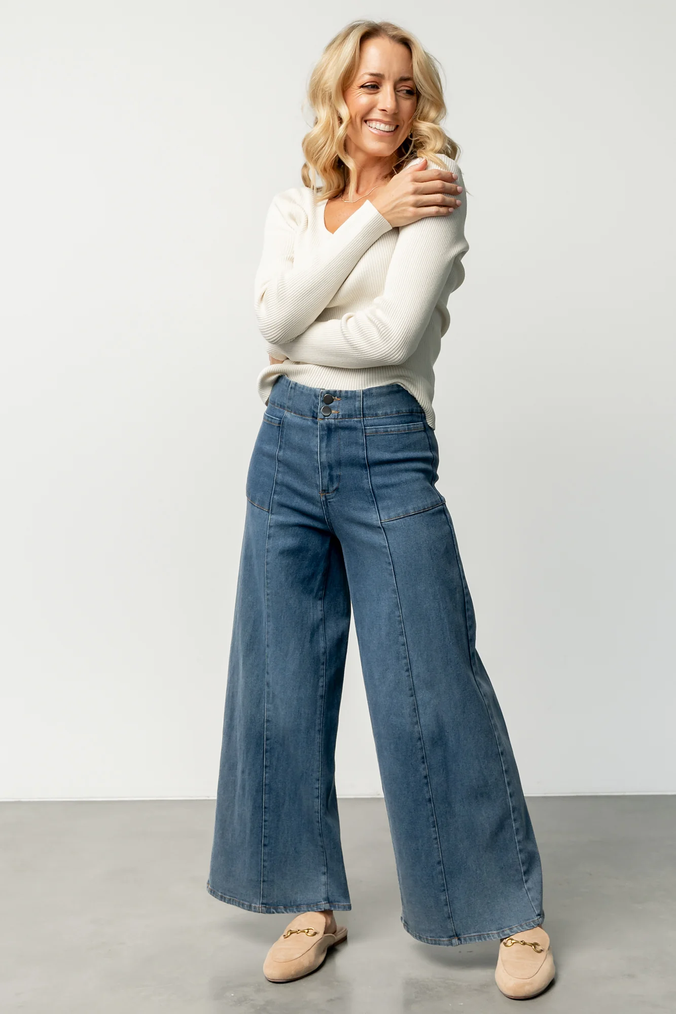 Emmi Mid Rise Wide Leg Jeans | Dark Wash