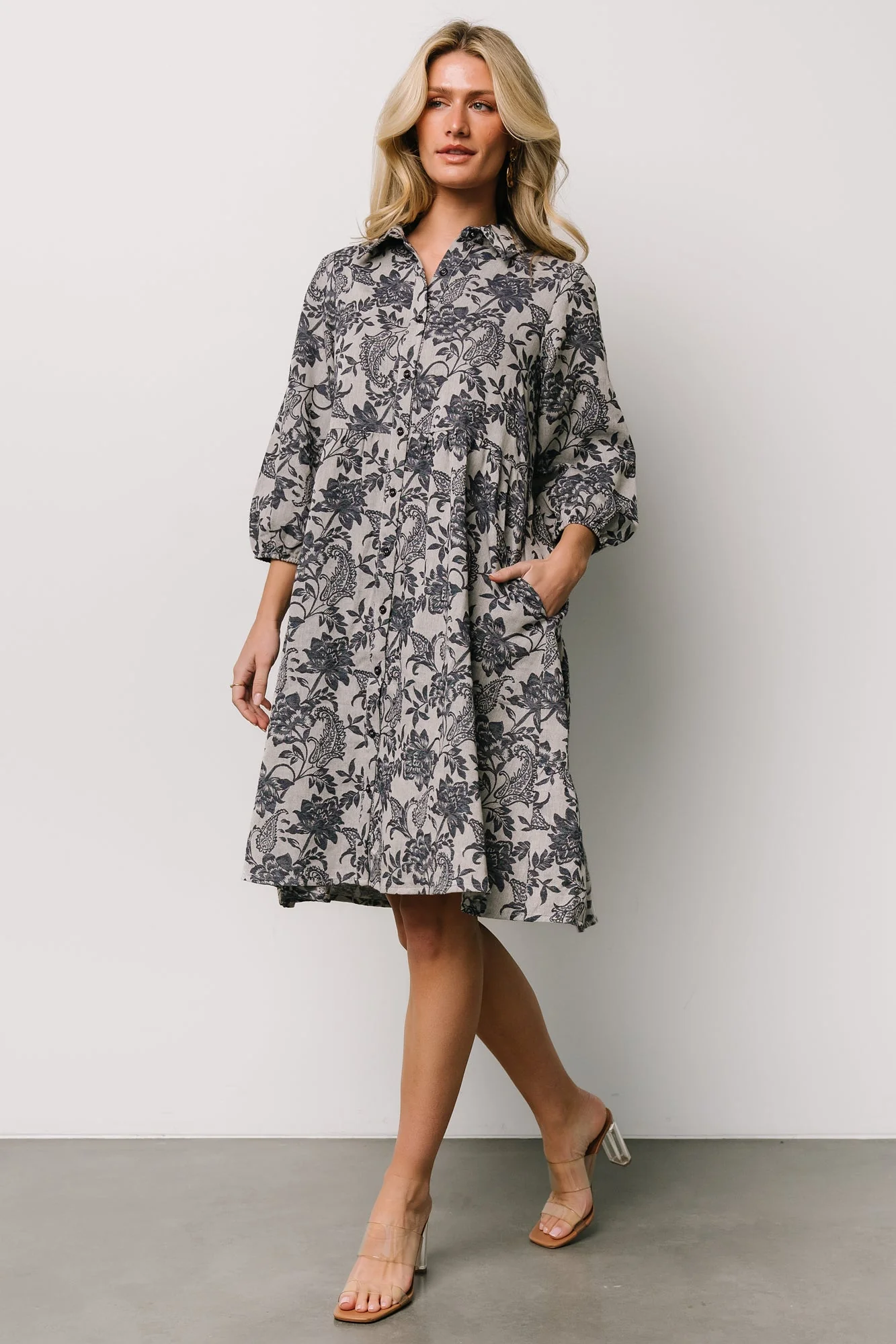 Dakota Babydoll Dress | Navy Print