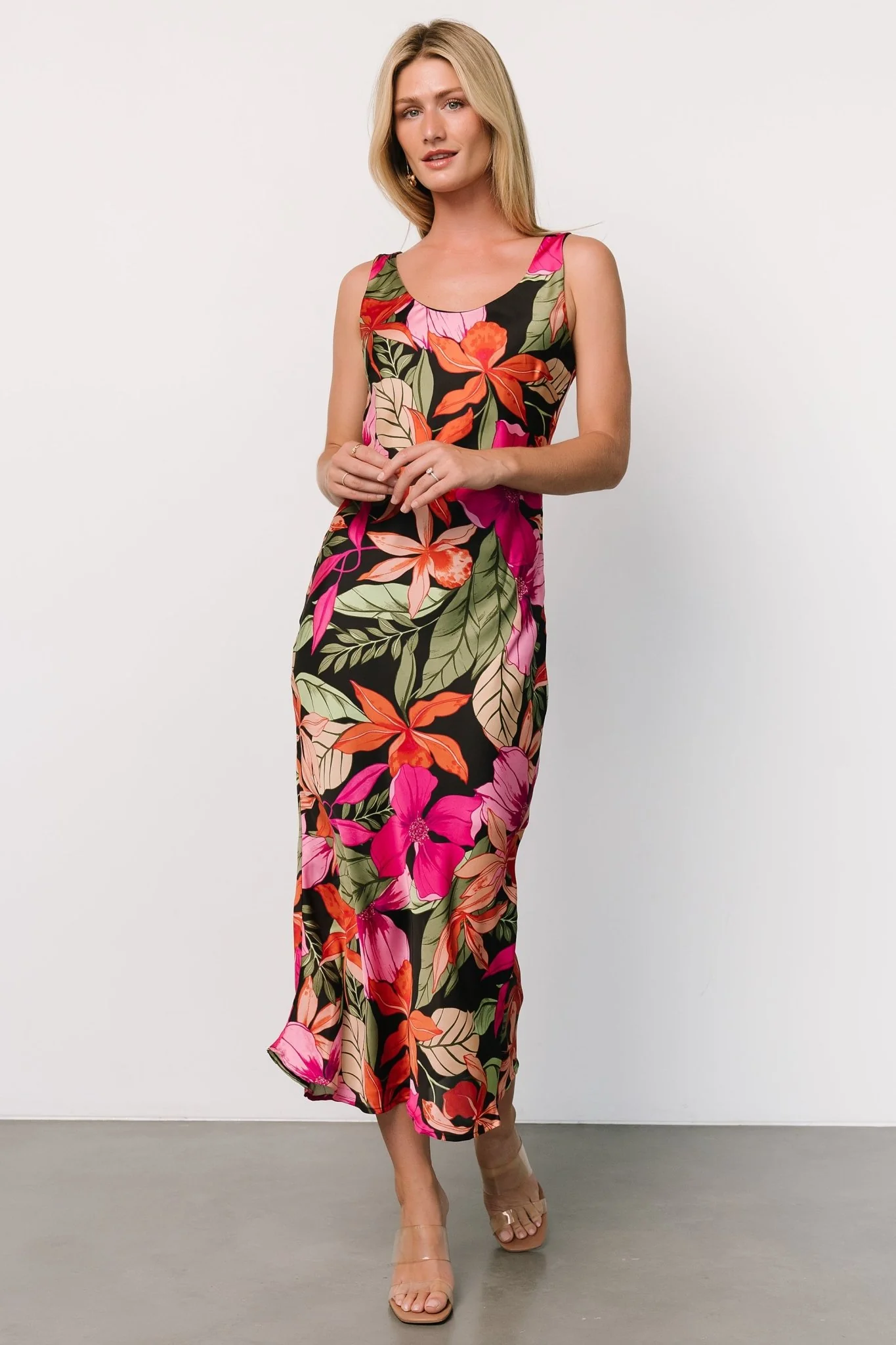 Positano Tank Midi Dress | Black Multi