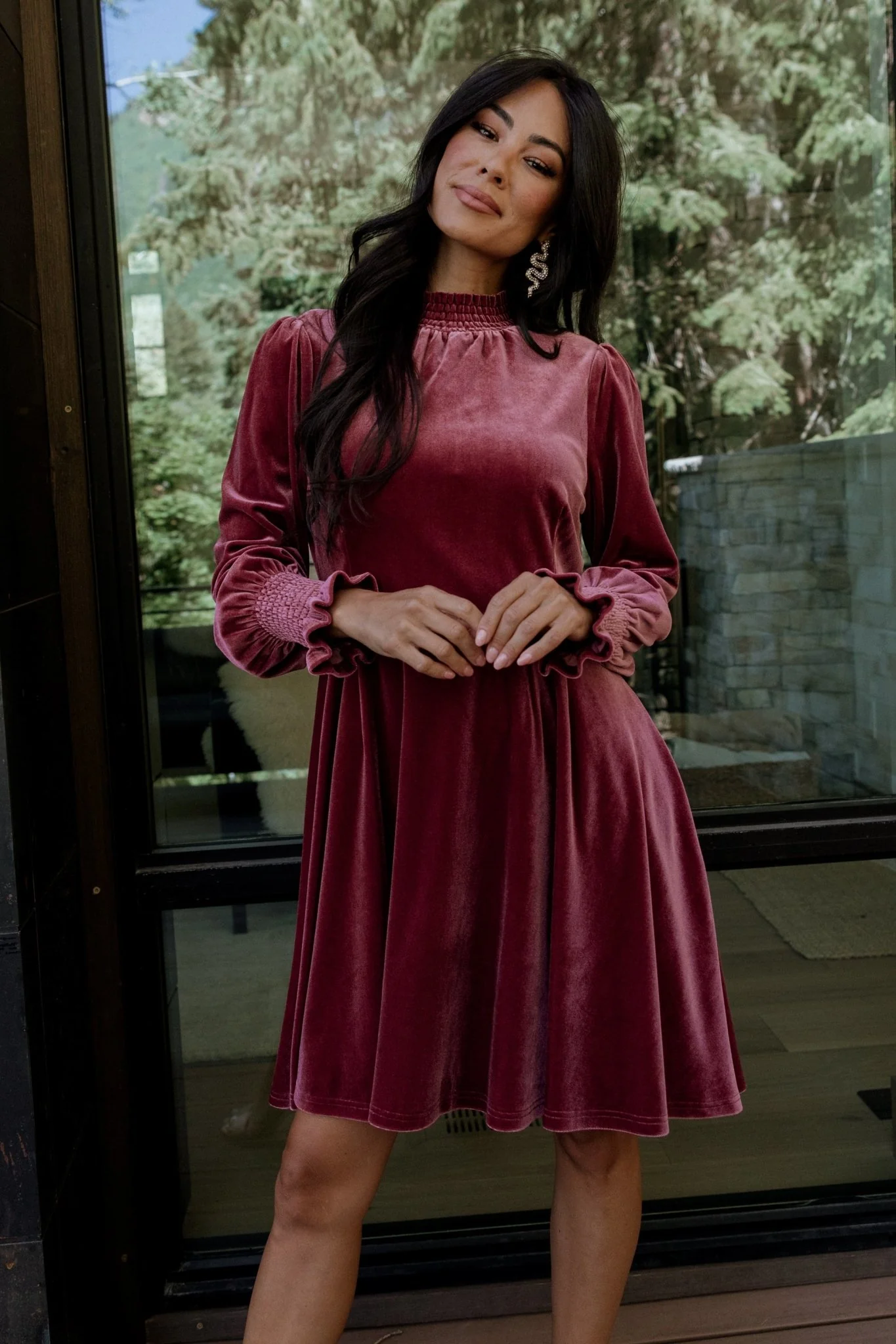 Tina Velvet Short Dress | Mauve