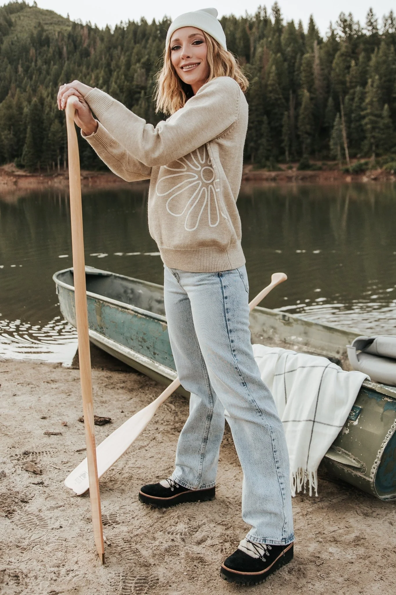 Cherish Flower Sweater | Natural