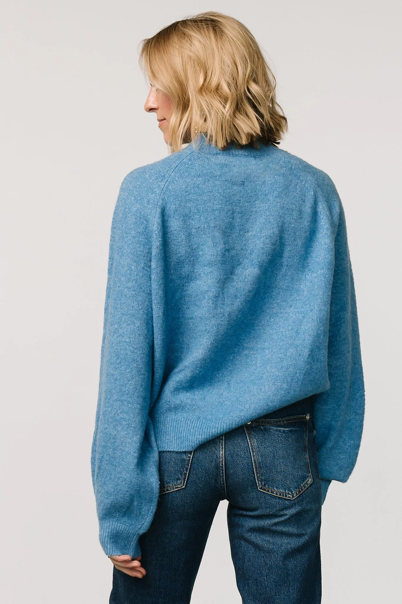 Bronson Mock Neck Sweater | Blue