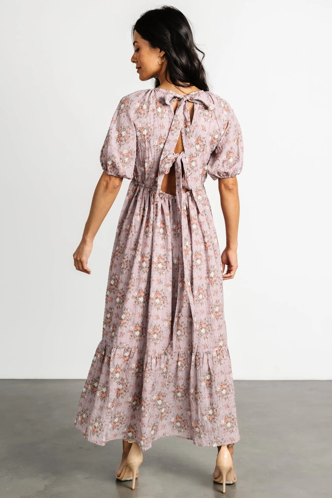 Lucinda Back Tie Dress | Lilac Floral