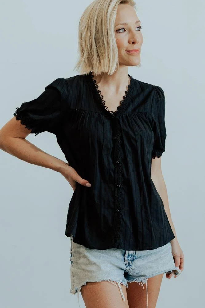 Sloane Button Top | Black