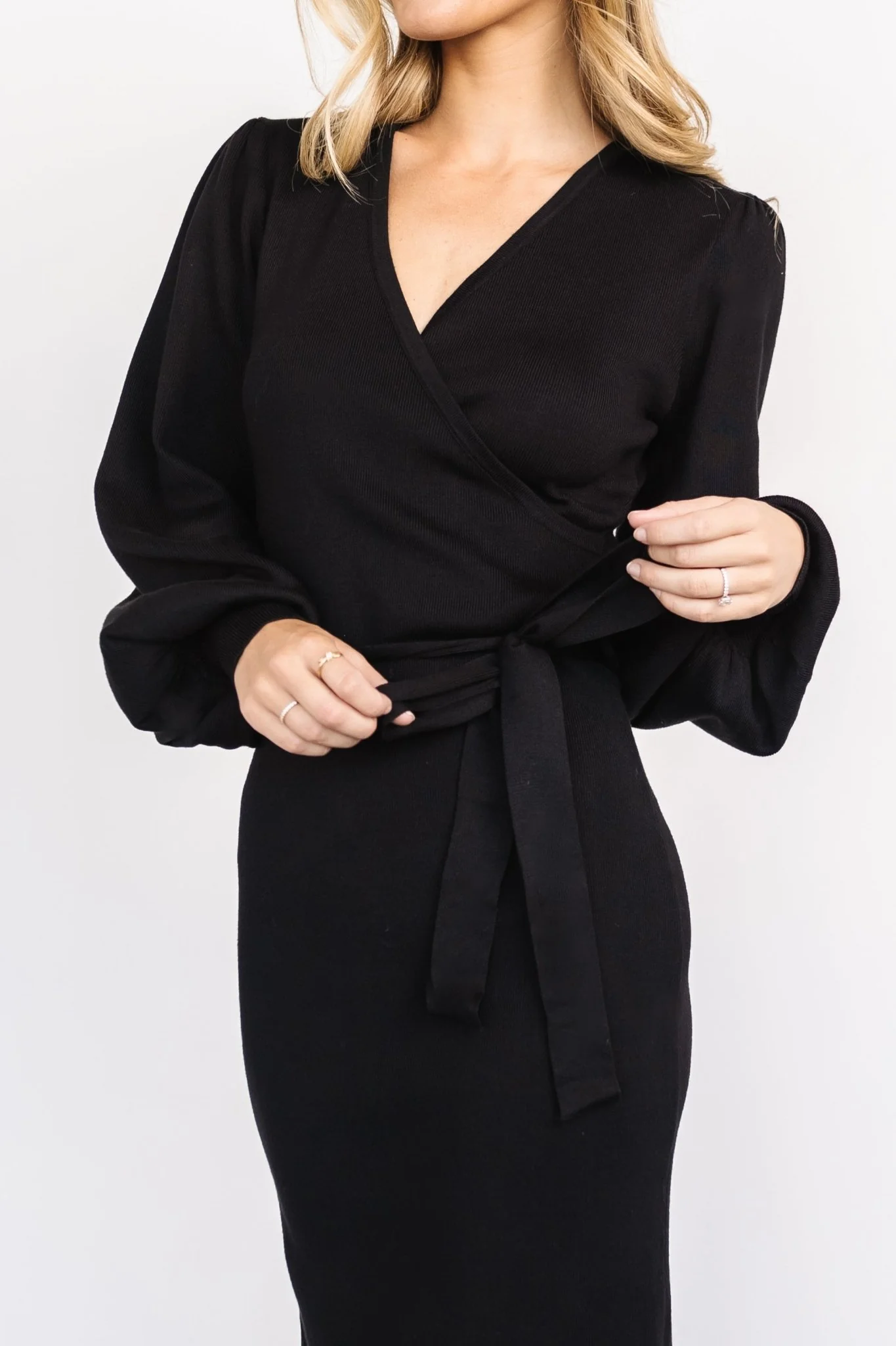 Soho Bubble Sleeve Sweater Dress | Black