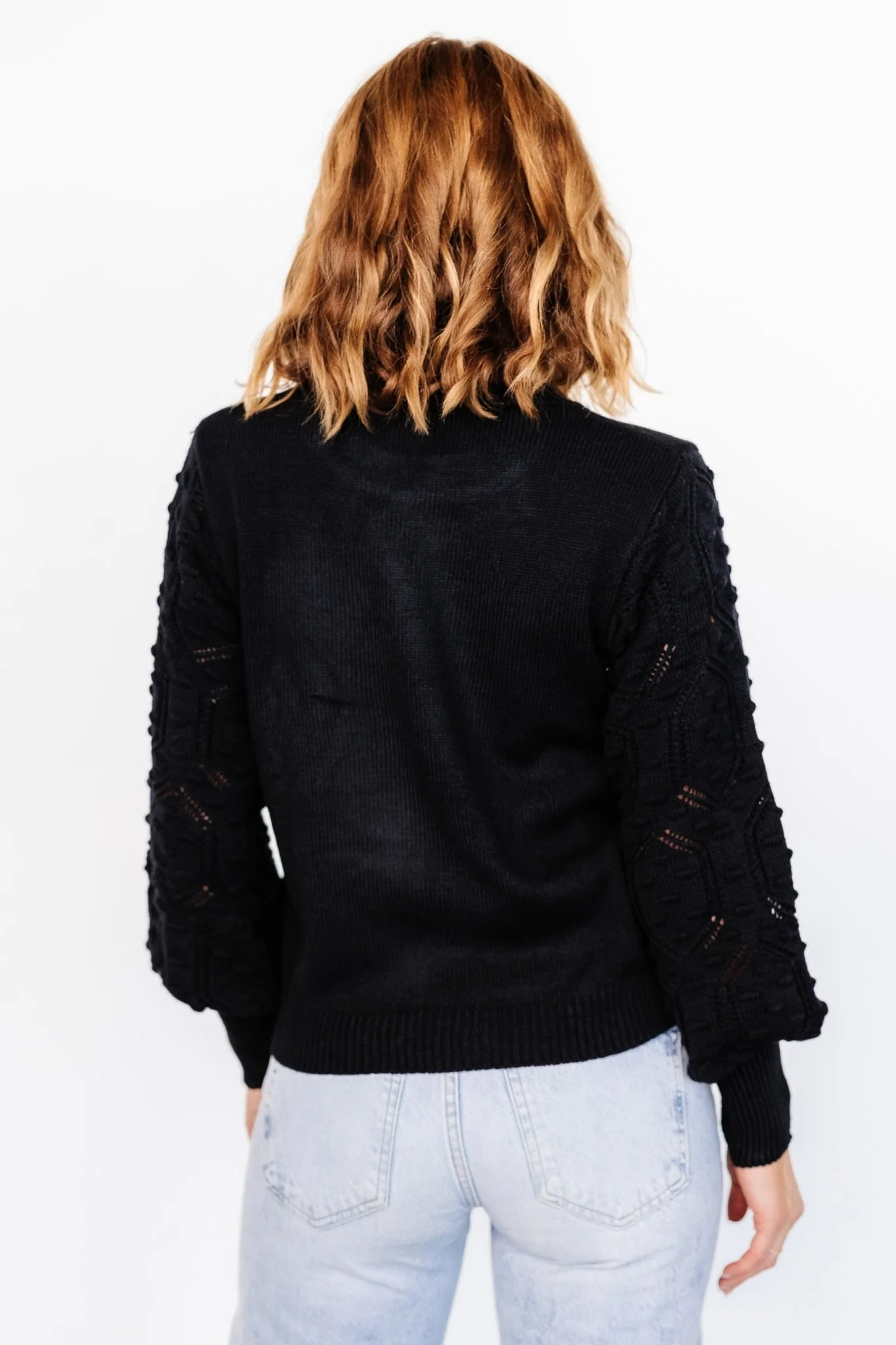 Devri Pointelle Sweater | Black