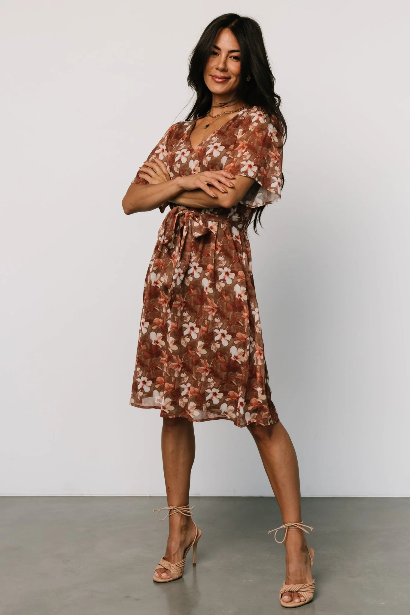 Hailey Short Dress | Rust Floral