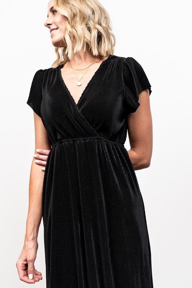Athena Pleated Maxi Dress | Black