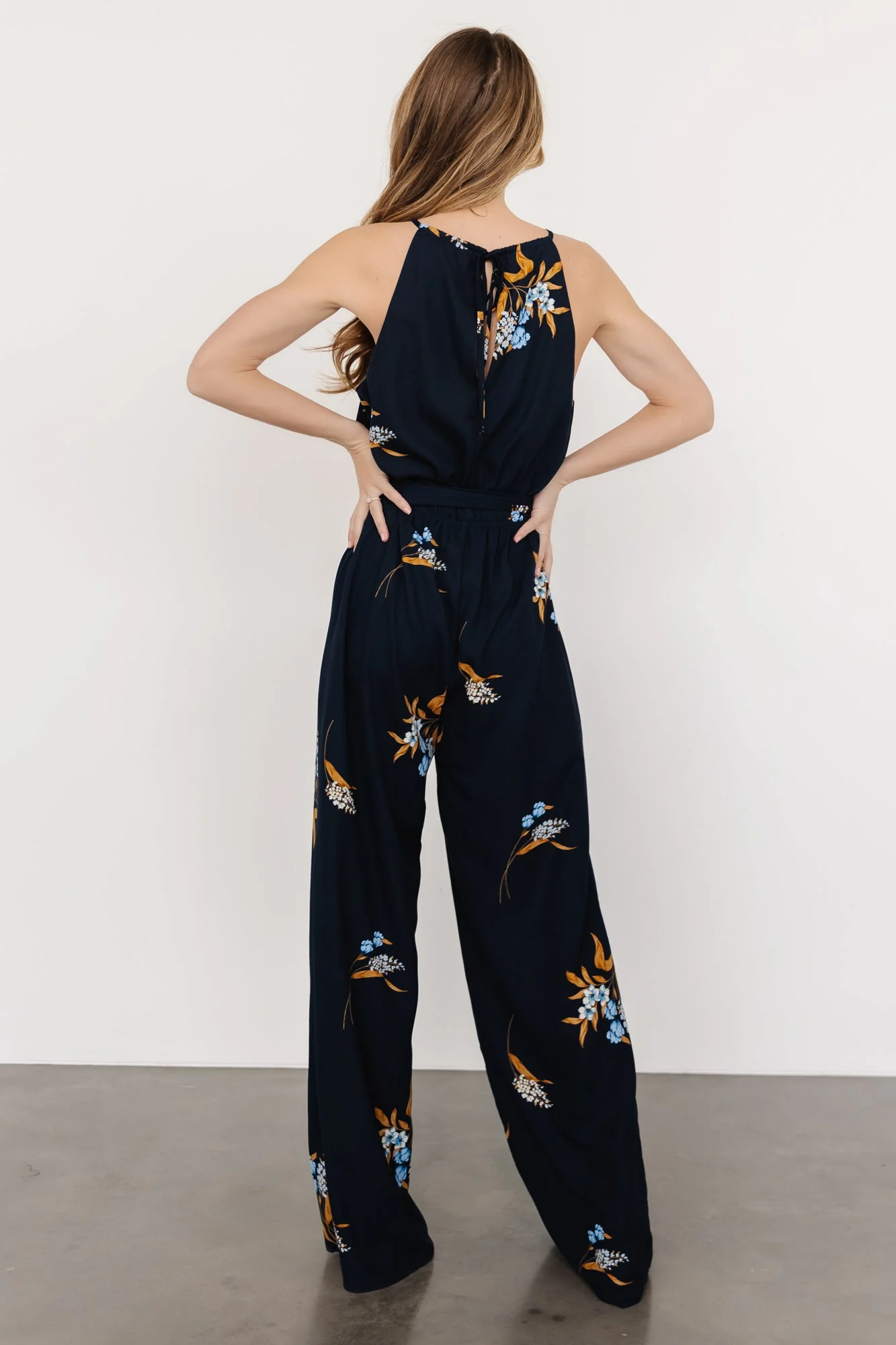Alameda Halter Jumpsuit | Navy Blue Floral