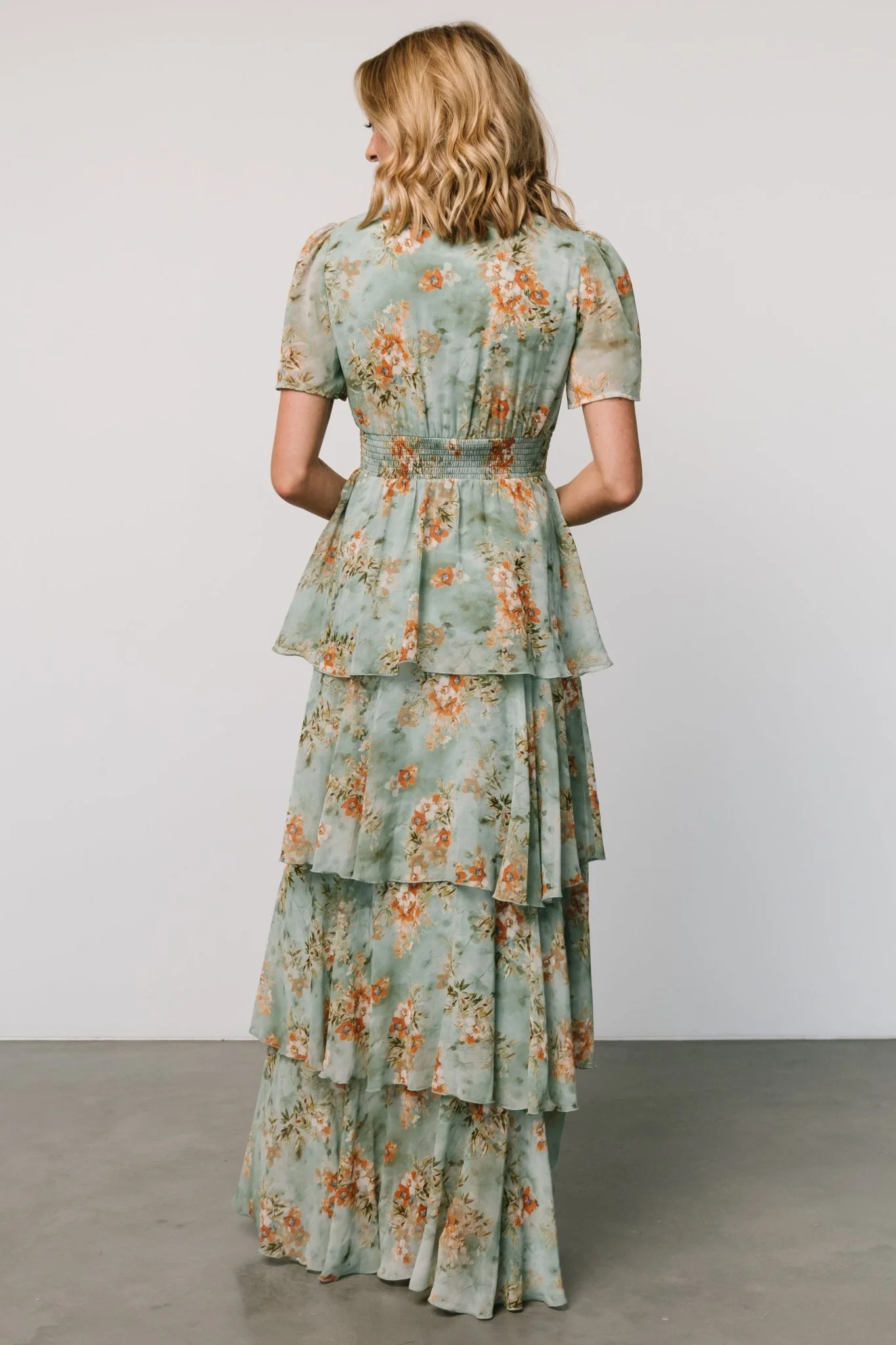 Montaigne Ruffle Maxi Dress | Blue Sage Floral