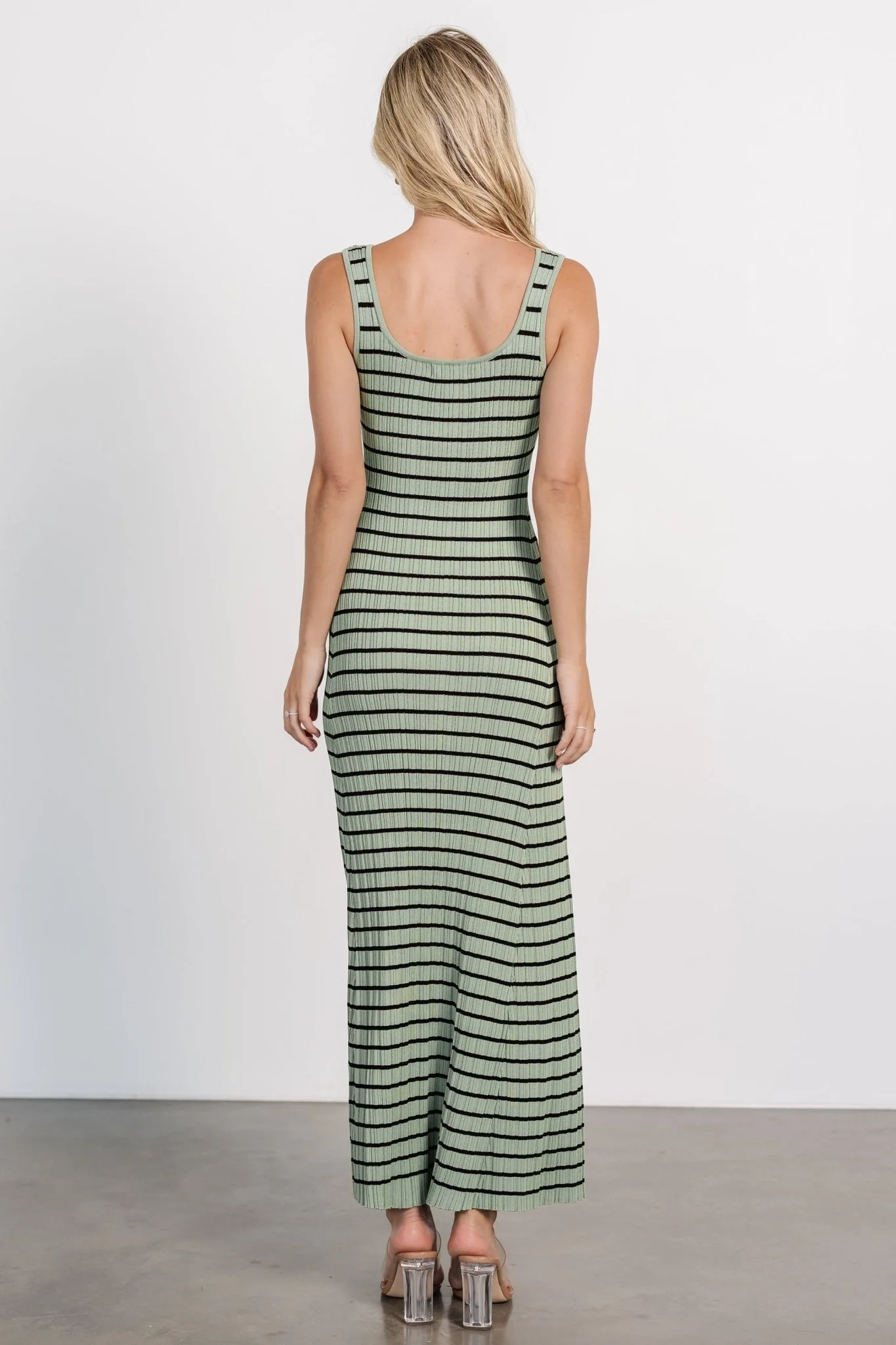 Jesse Ribbed Tank Maxi Dress | Olive + Black