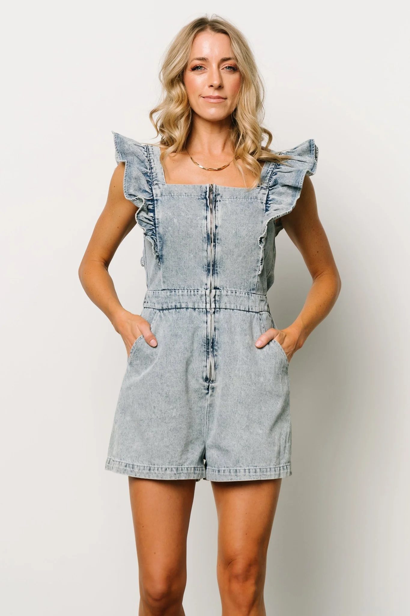 Montgomery Denim Romper | Blue