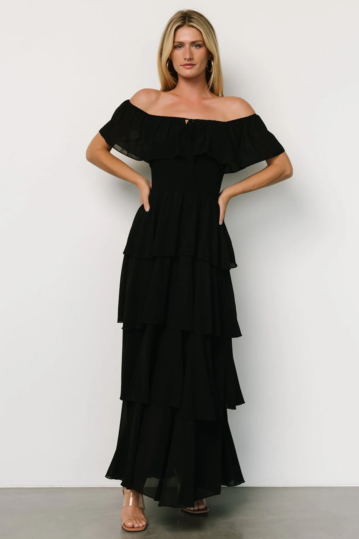 Carina Off Shoulder Maxi Dress | Black