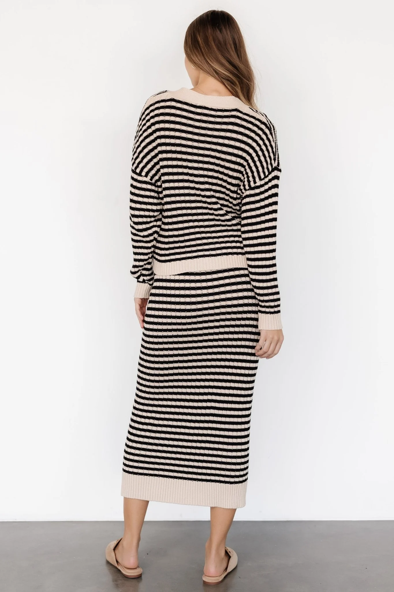 Justina Striped Knit Skirt | Black + Cream