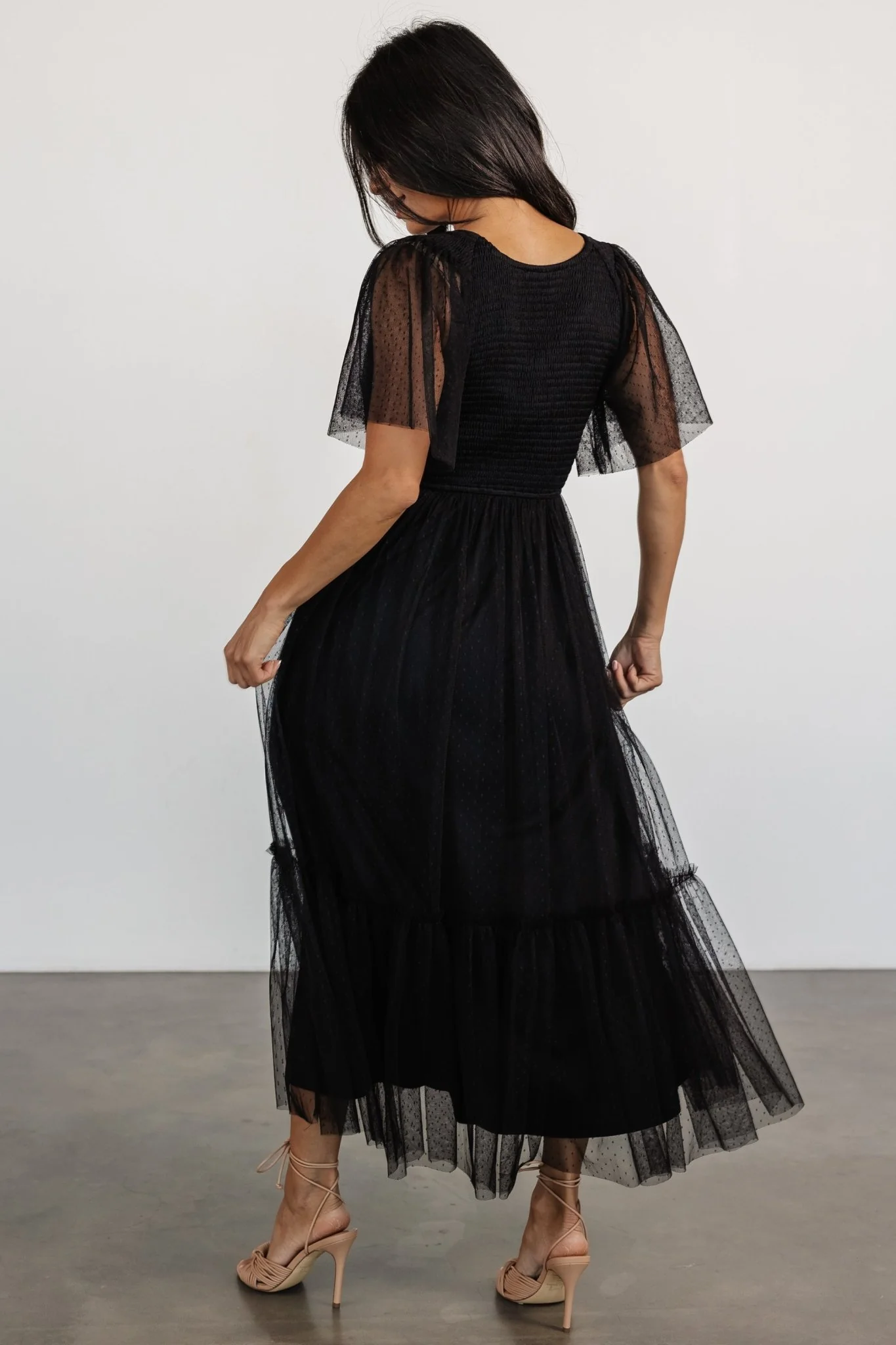 Martha Smocked Tulle Dress | Black