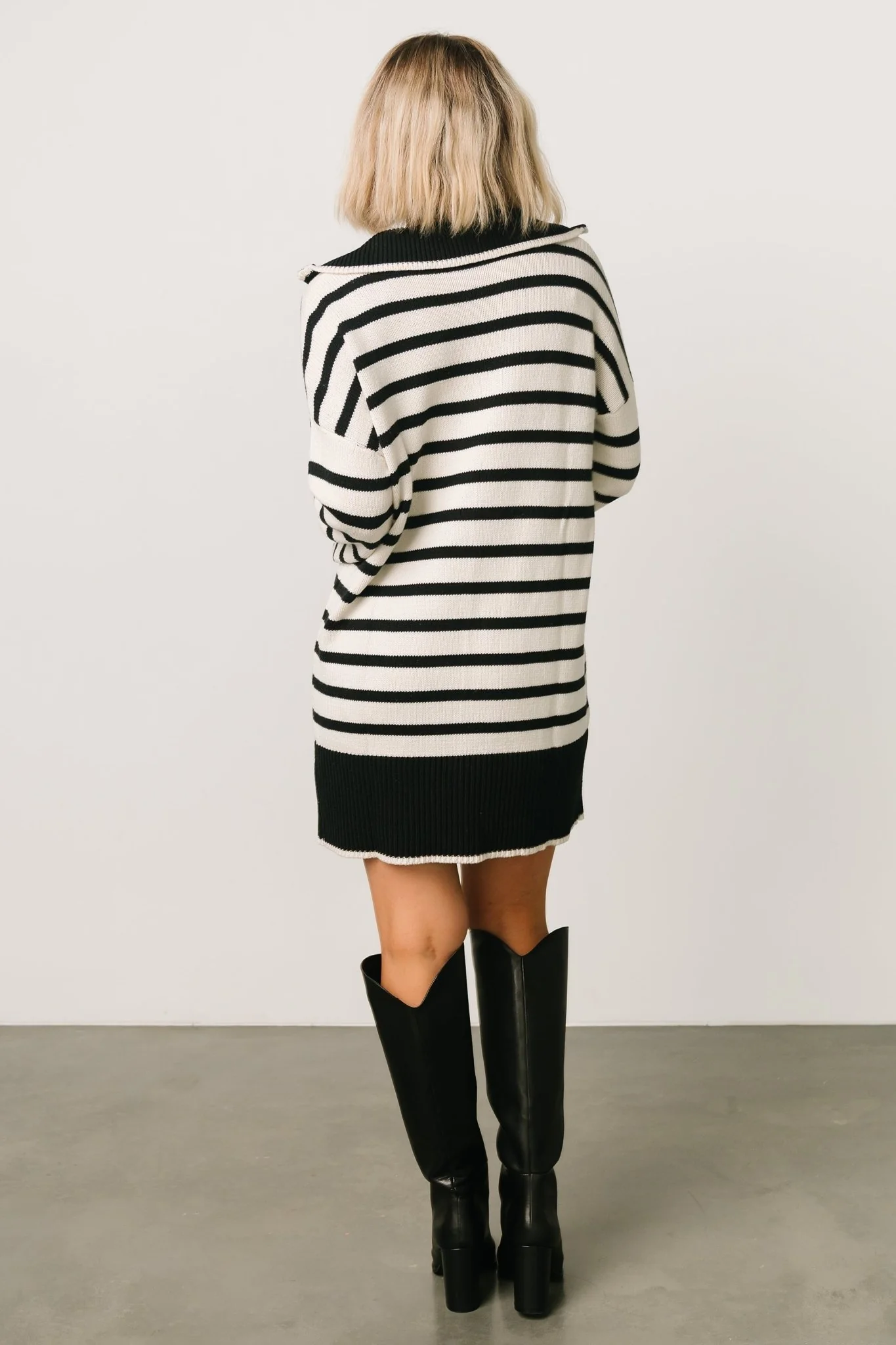 Manon Sweater Dress | Black Stripe
